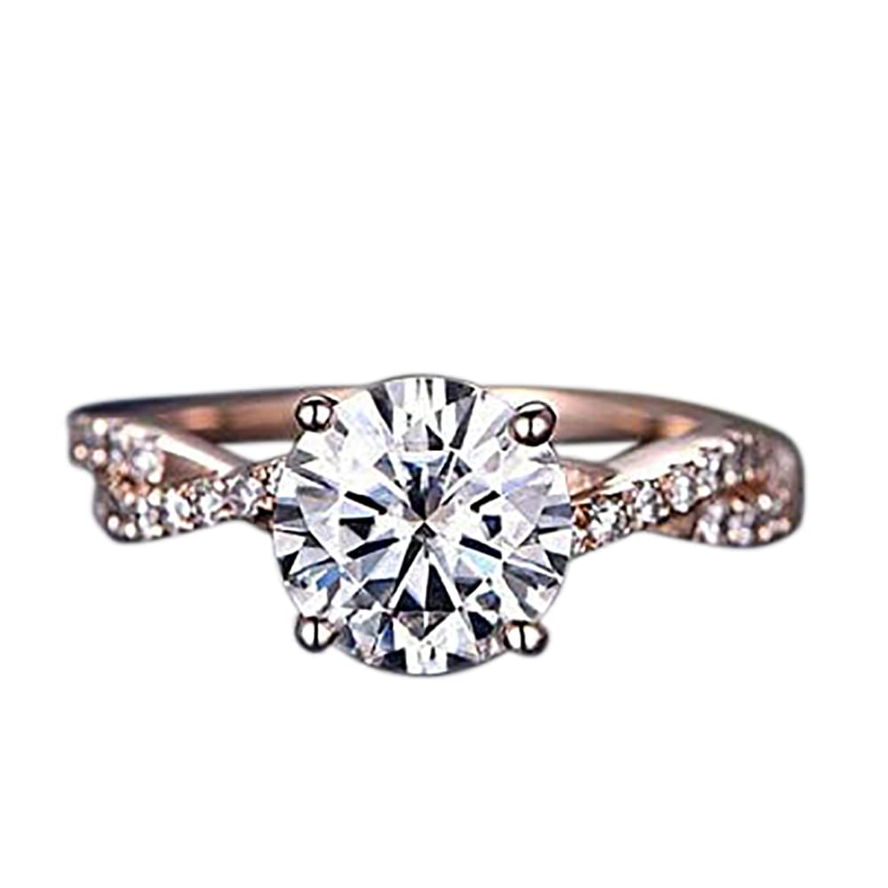 1.25 Carat Infinity Moissanite & Diamond Engagement Ring in 14K Rose Gold - Elegant Wedding Proposal Jewelry for Her