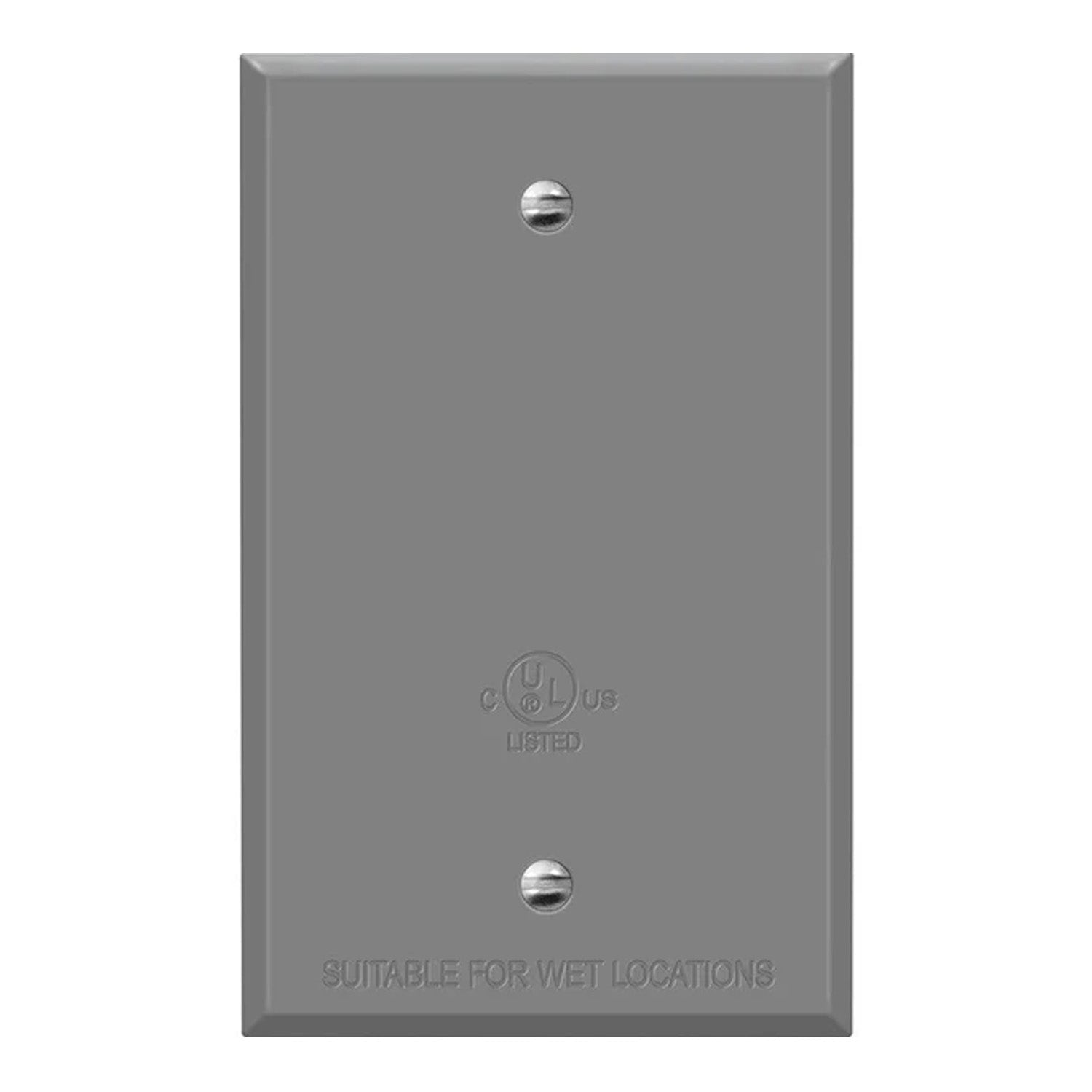 1 Gang Weatherproof Metallic Blank Wall Plate Cover - Gray - Outdoor & Indoor Use for Electrical Outlets, Switches & Cables