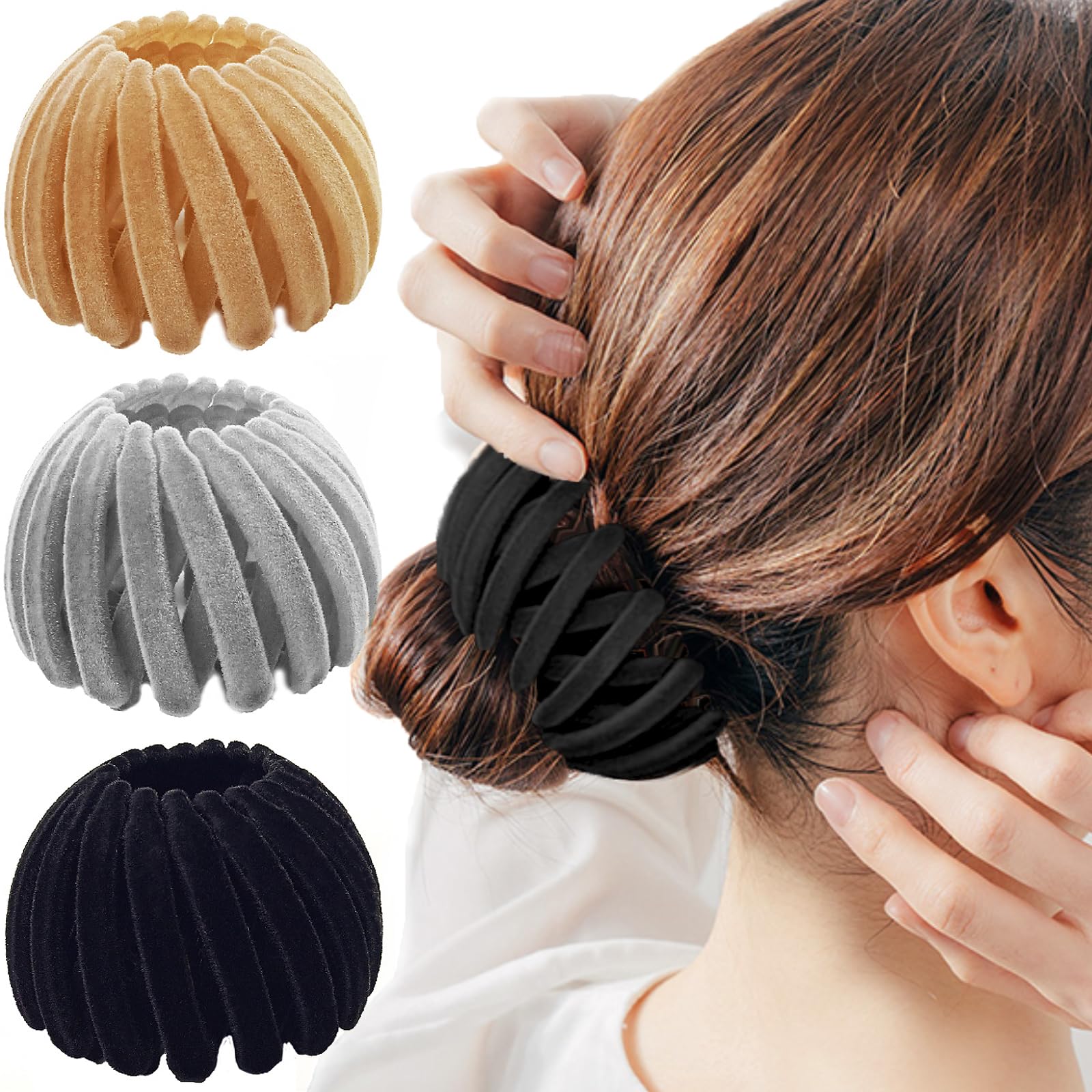 Sizobi 3-Piece Birds Nest Style Hair Bun Maker Set for Women & Girls - Plastic Hair Accessories for All Hair Types - Perfect for Updos, Ponytails & Special Occasions