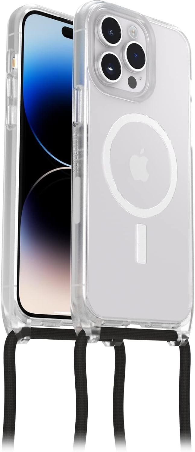 OtterBox React Slim Protective Case with MagSafe for iPhone 14 Pro Max - Military-Grade Drop Protection, Adjustable Detachable Necklace Strap, Ultra-Thin Clear Design - Perfect for Gym, Travel & Outdoor Activities
