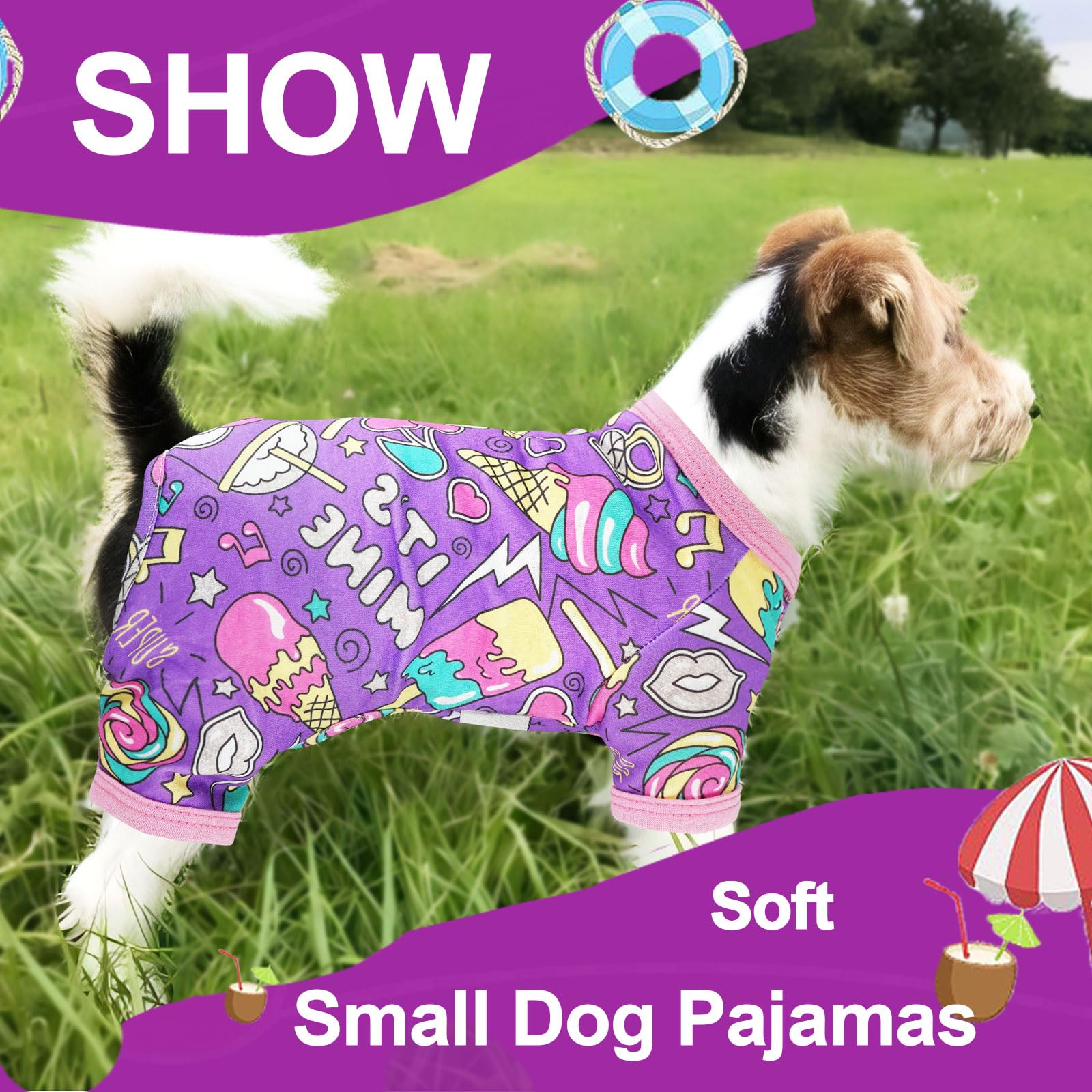 Cute Summer Dog Pajamas for Small & Medium Dogs - Soft Stretchy Puppy PJs Outfit for Boys & Girls (X-Small) | Comfortable Pet Jammies for Cats & Dogs - Perfect for Indoor Lounging & Bedtime
