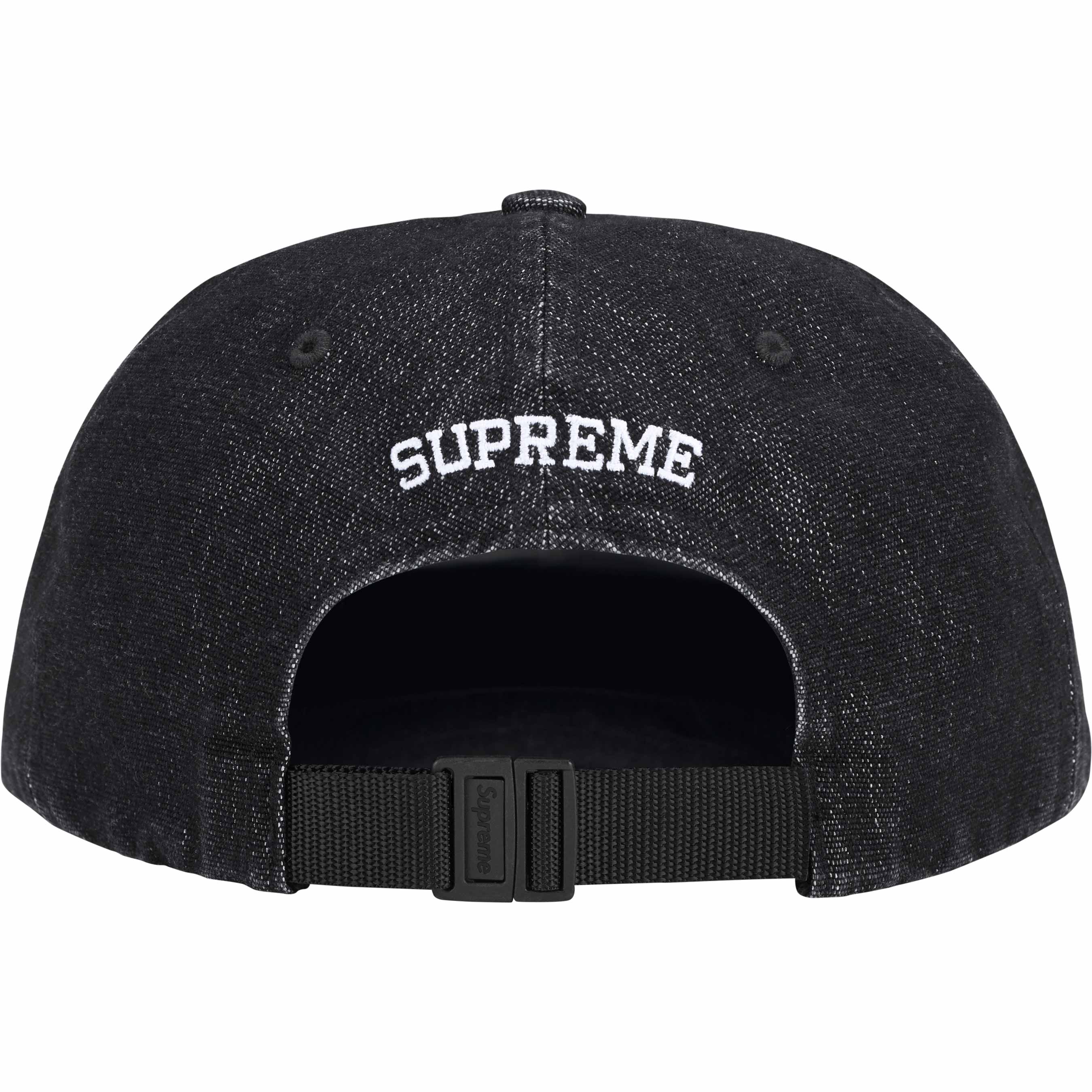 Supreme Cordura® Denim Small Box 6-Panel Black Hat - Streetwear Fashion Accessory for Urban Style & Hip-Hop Outfits