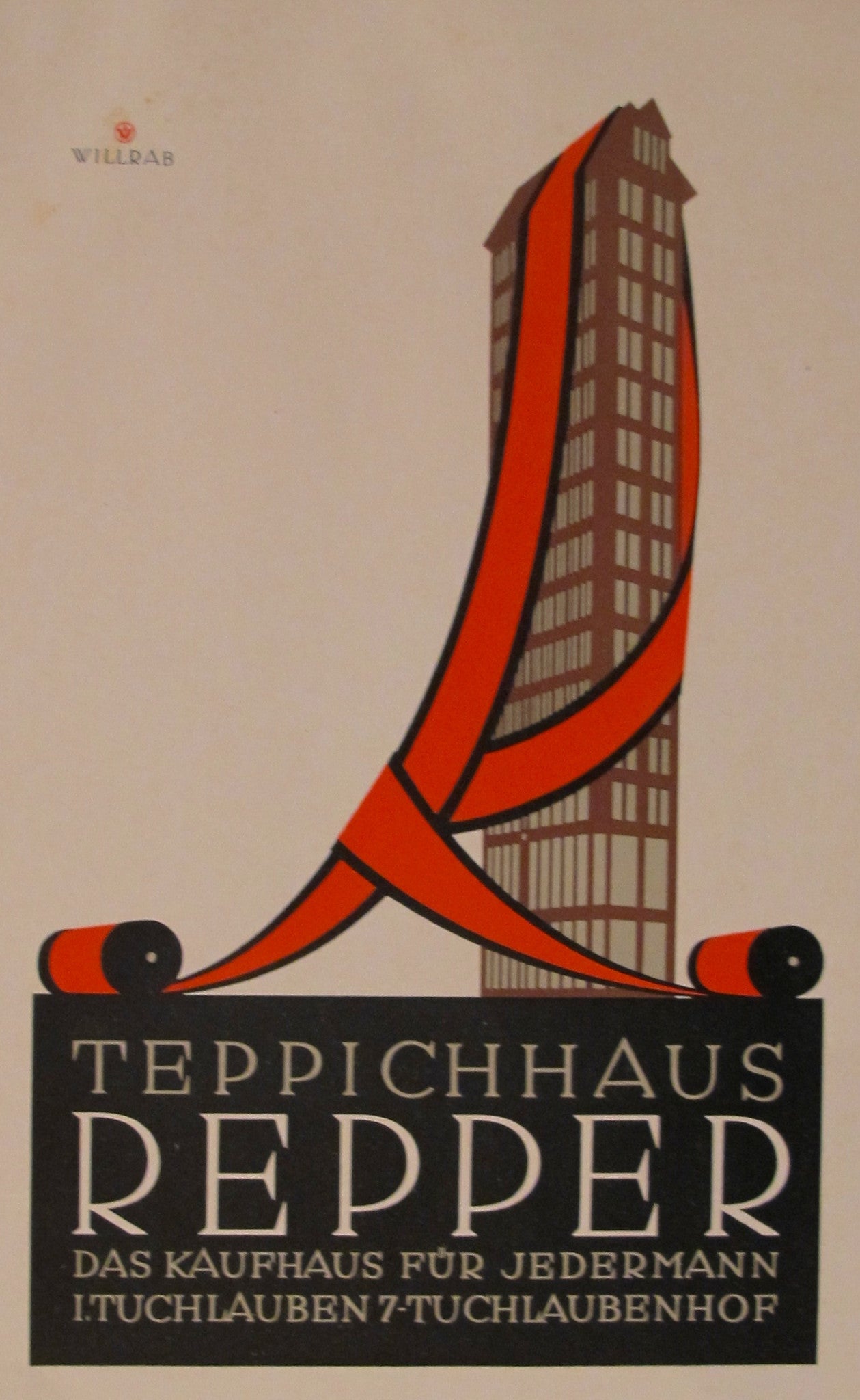 Vintage 1923 Austrian Art Deco Poster - Teppichhaus Repper Willrab - Rare Collectible Wall Decor for Home & Office - Perfect for Art Lovers & Interior Design