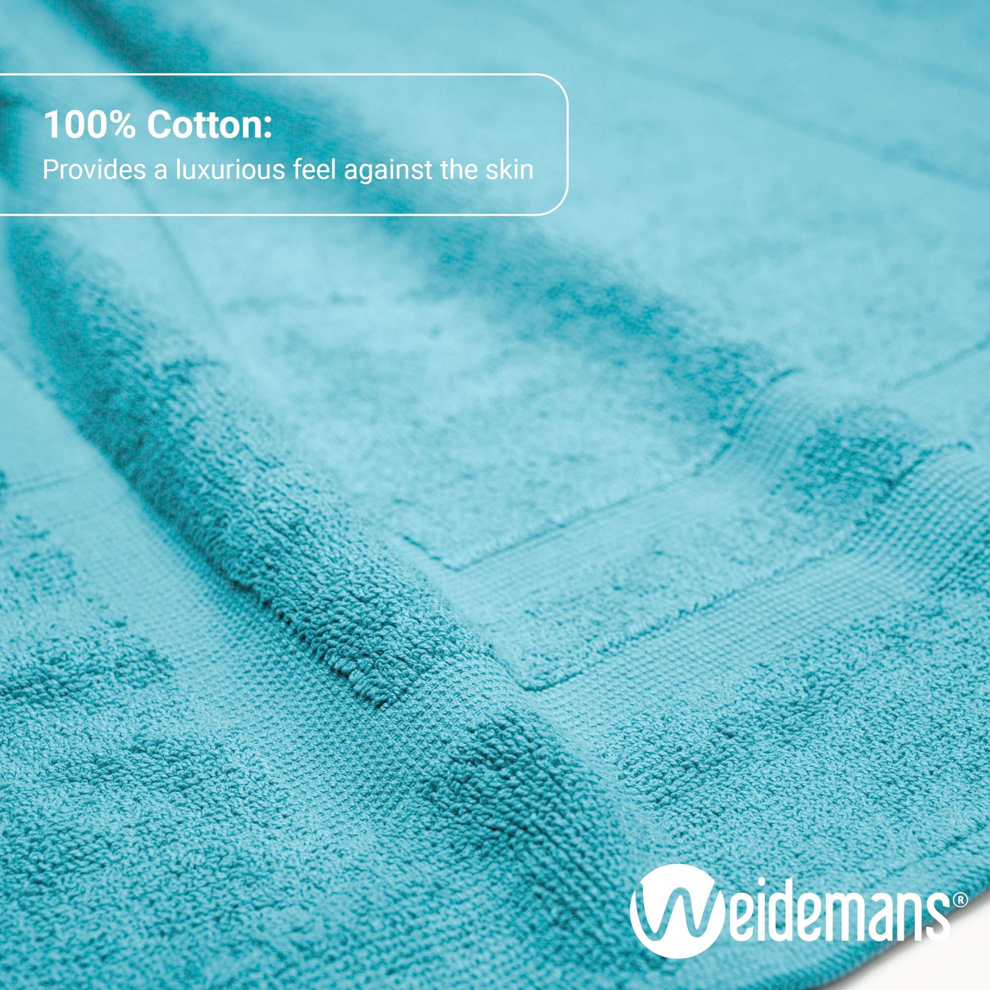 Premium 100% Cotton Bath Mats Set of 2 - Soft Absorbent Teal Blue Bathroom Rugs | Machine Washable Eco-Friendly Non-Slip Floor Mat for Shower, Bathtub & Vanity Area | Modern Luxury Home Decor