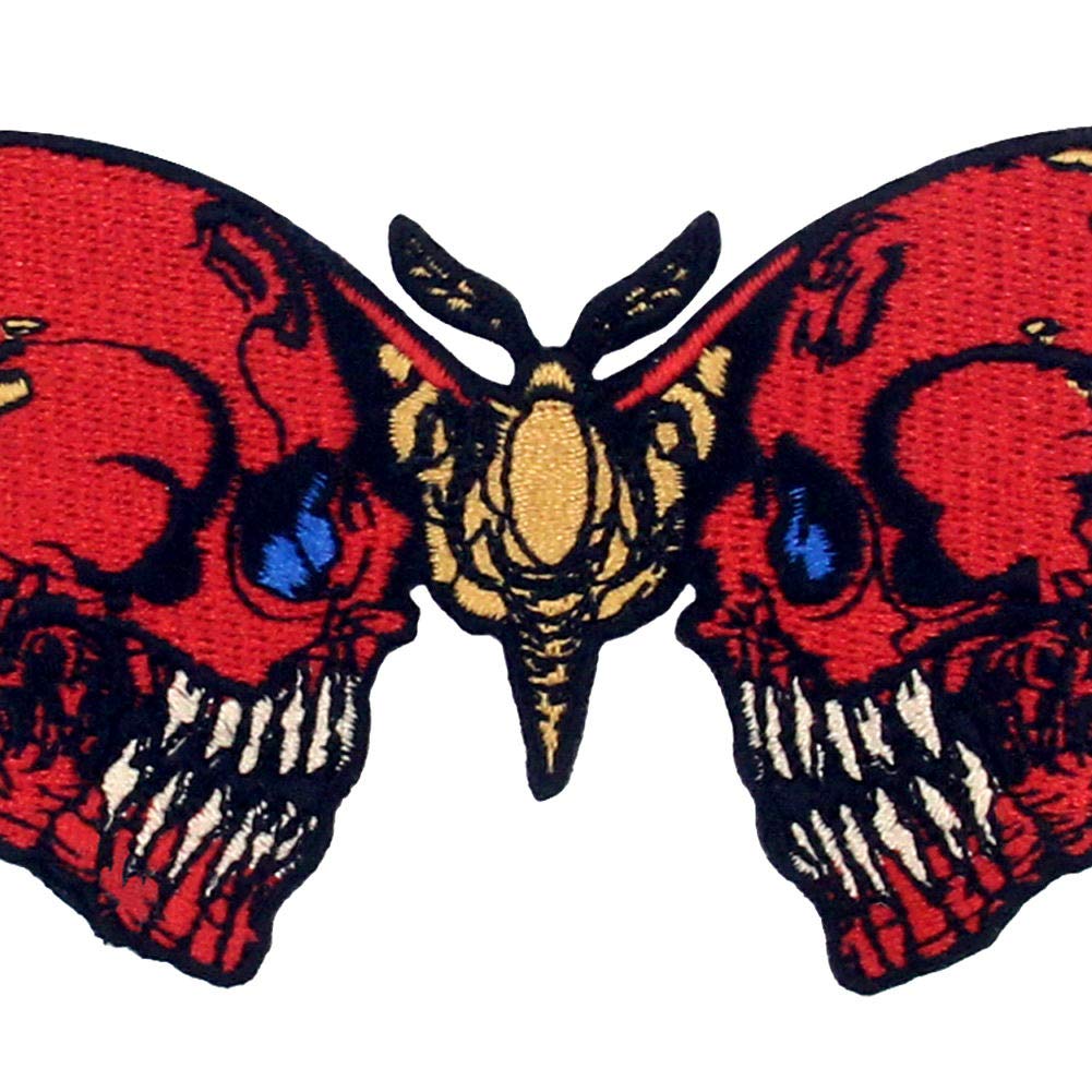 ZEGINs Bleeding Skull Butterfly Patch - Embroidered Iron On & Sew On Emblem for Jackets, Bags & DIY Crafts - Gothic Punk Fashion Accessories