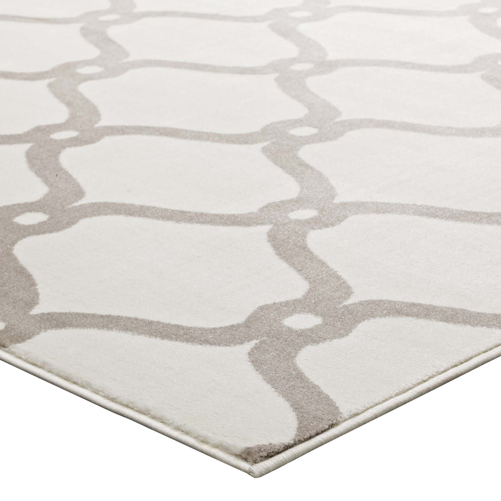 Modern Contemporary Urban Living Room Area Rug - Soft Fabric Floor Carpet Runner in Multi Ivory White - Perfect for Lounge, Bedroom & Home Decor