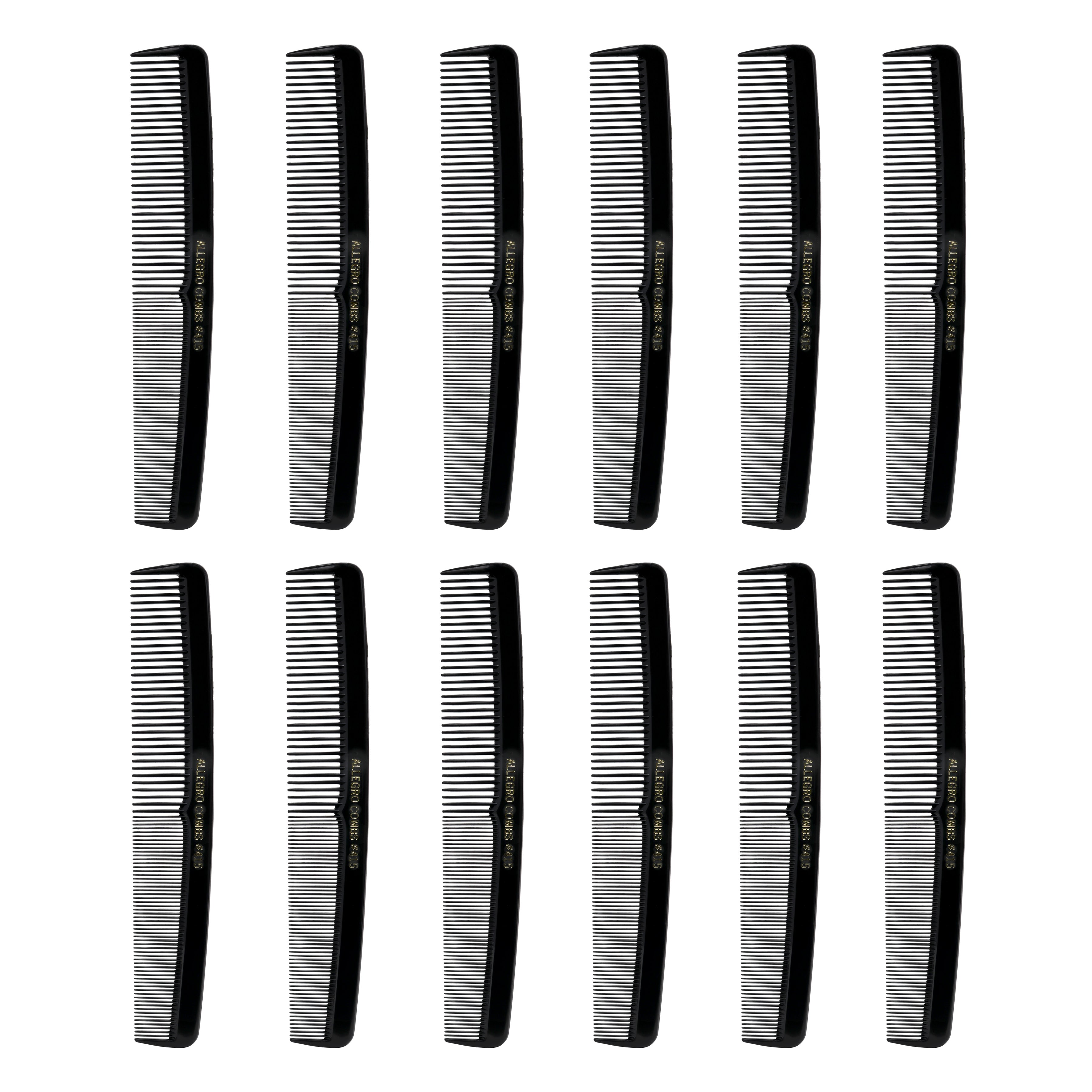 Professional Allegro Combs #415 Barber Cutting & Styling Hair Combs - 12 Pack for Salon, Home Haircuts & Grooming
