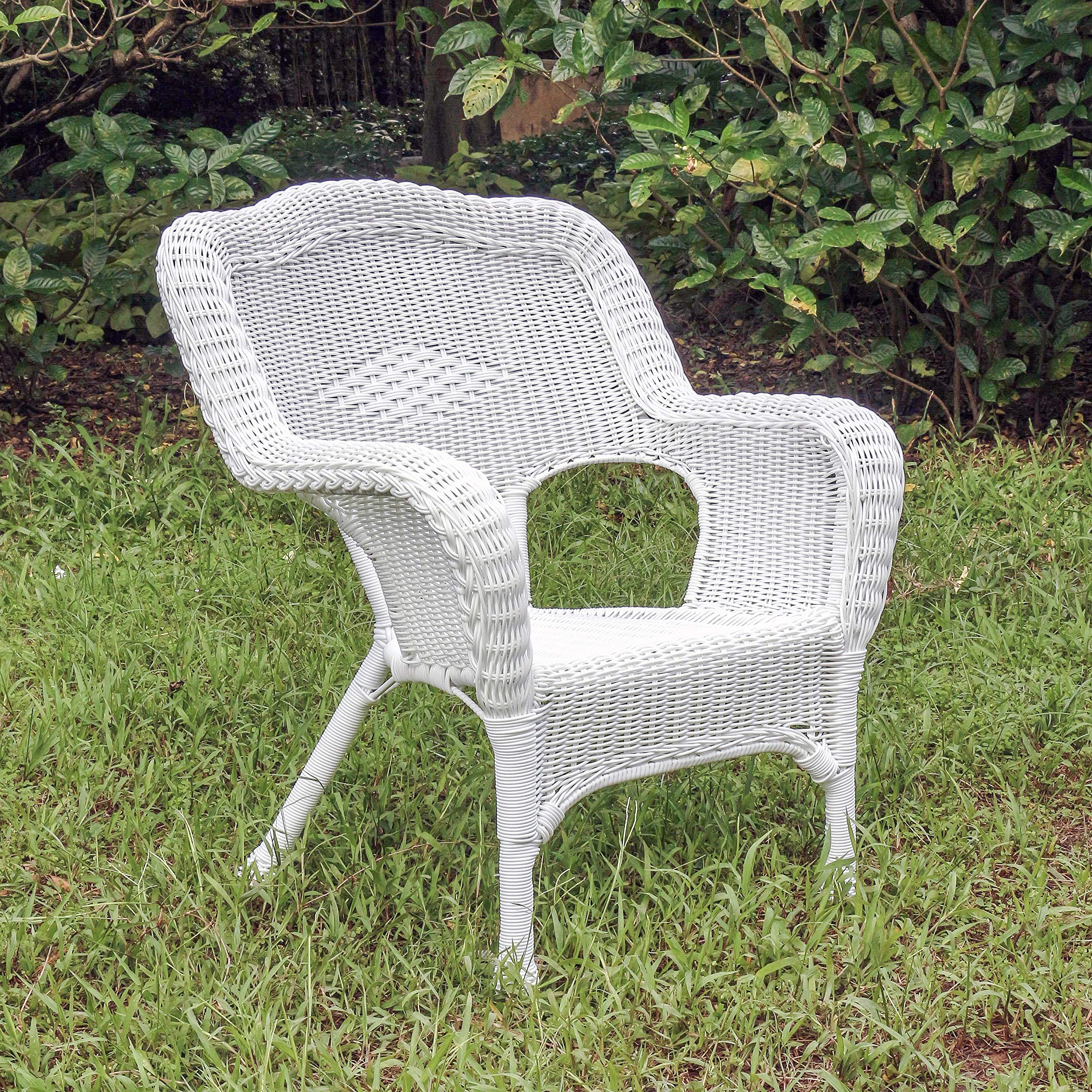 International Caravan Camelback Resin Wicker Patio Chairs Set of 2 - Outdoor Furniture for Garden, Poolside & Patio Relaxation
