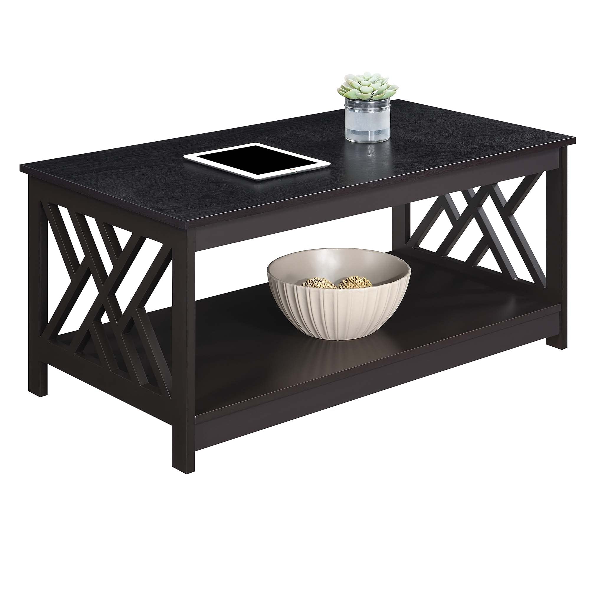 Ergode Titan Modern Coffee Table with Shelf - Sturdy & Stylish Living Room Furniture for Small Spaces, Home Decor, and Entertainment Areas