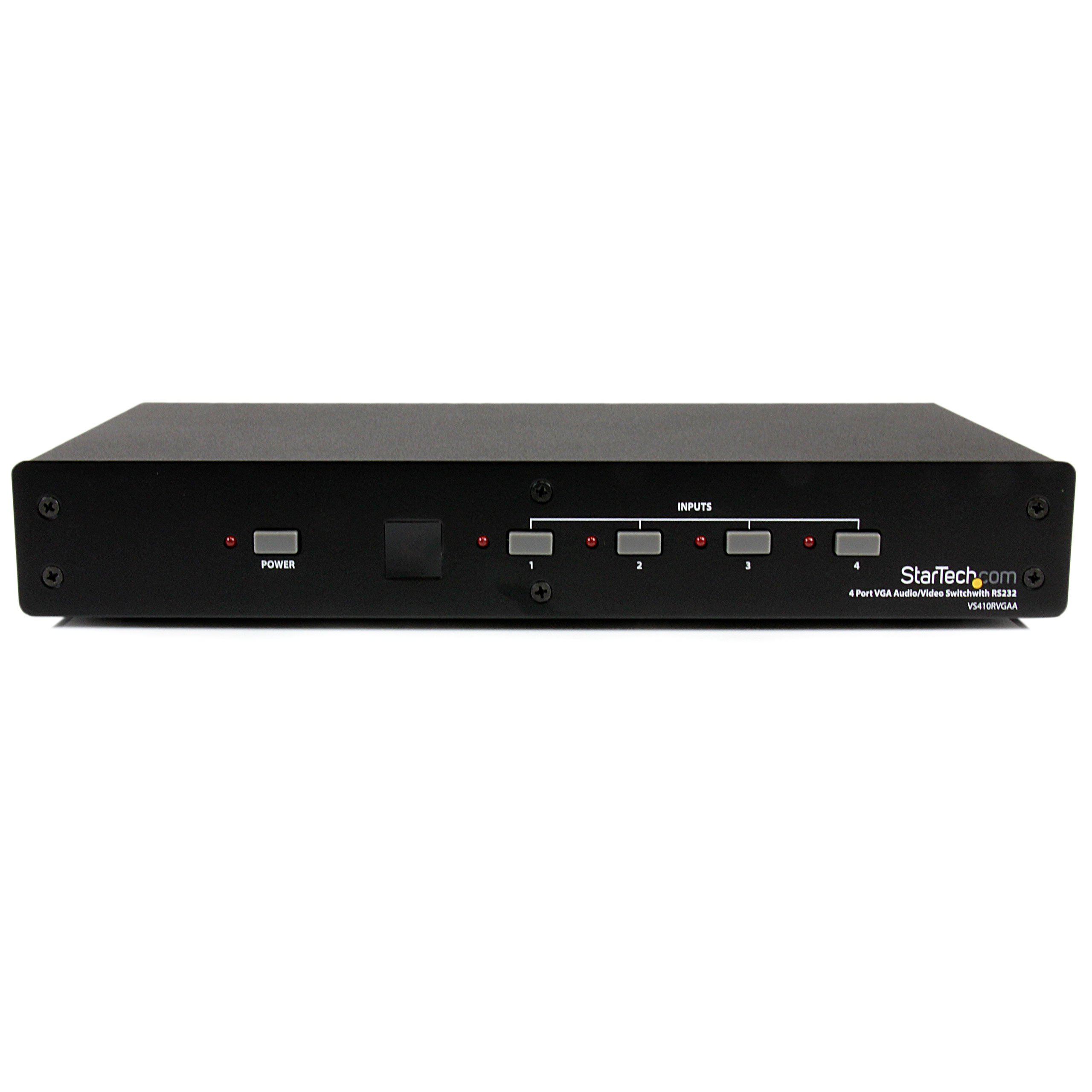 StarTech.com 4-Port VGA Video Audio Switch with RS232 Control - VS410RVGAA | VGA Switcher for Multiple Monitors | Ideal for Conference Rooms, Home Theaters & Gaming Setups
