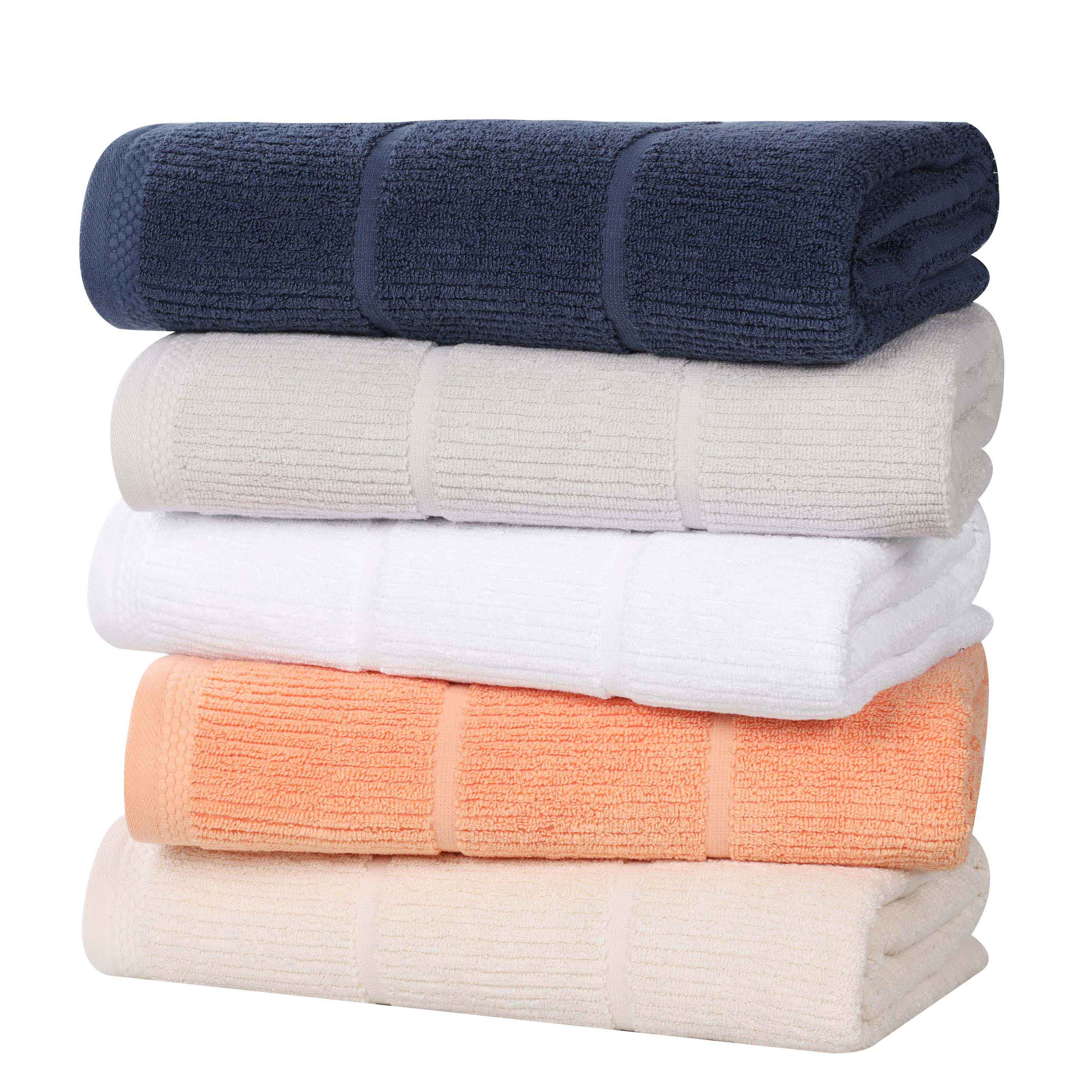 Milo Smart Twist Cotton Solid Ribbed Design Bath Sheets, Set of 2 - Ultra Soft & Absorbent Luxury Towels for Spa, Bathroom & Beach Use