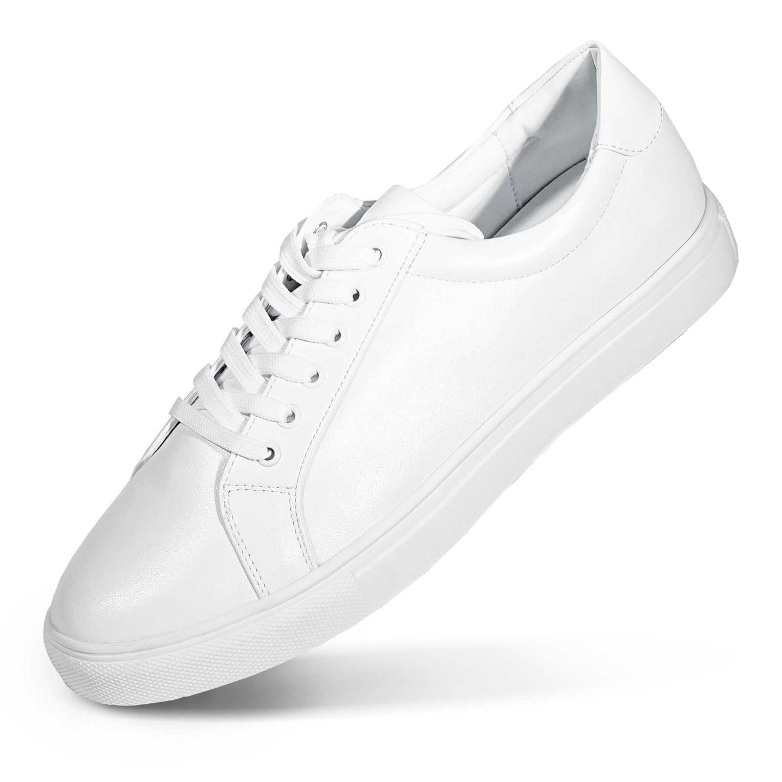YZ Classic White Sneakers for Women - PU Leather Tennis Shoes, Low Top Casual Walking Shoes | Perfect for Work, Gym & Everyday Wear