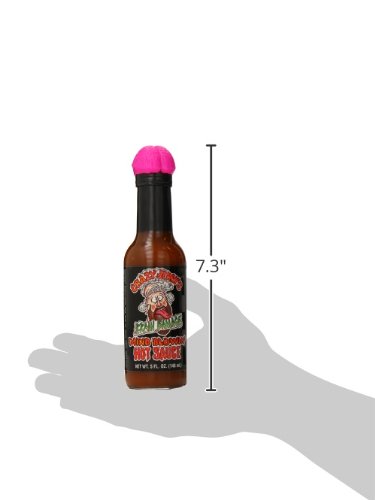 Crazy Jerry's Brain Damage Hot Sauce - 5oz Bottle with Plastic Brain Topper | Extreme Heat Ghost Pepper Sauce for Wings, Tacos & Bloody Marys | Perfect Gift for Spicy Food Lovers