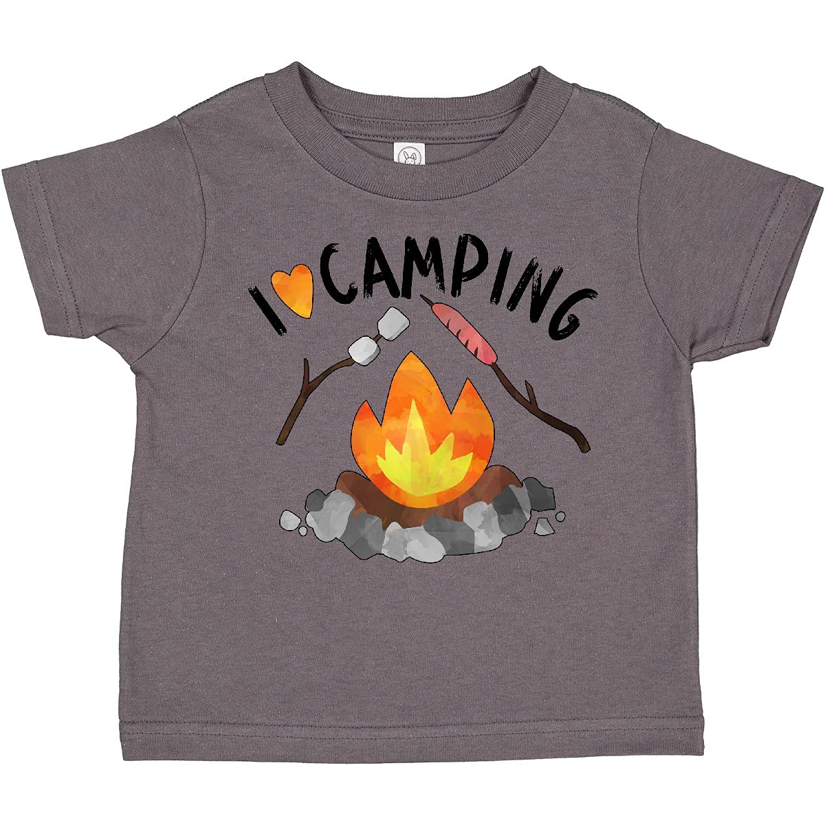 Inktastic I Love Camping Toddler T-Shirt - Cute Campfire, Hot Dog & Marshmallows Design for Kids | Perfect for Outdoor Adventures, Family Trips & Summer Camp
