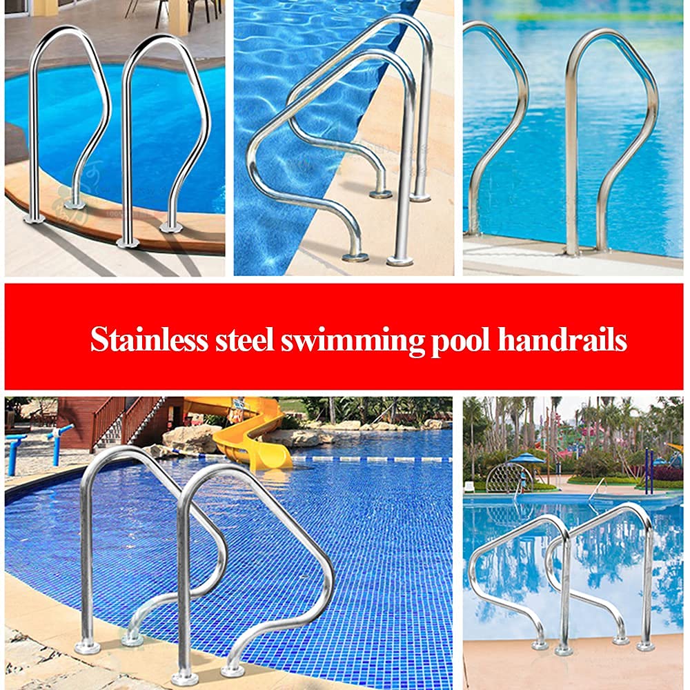Stainless Steel Swimming Pool Handrails - Quick Install Non-Slip Safety Railings for Inground Pools | Durable Pool Ladder Handholds for Elderly & Kids Safety