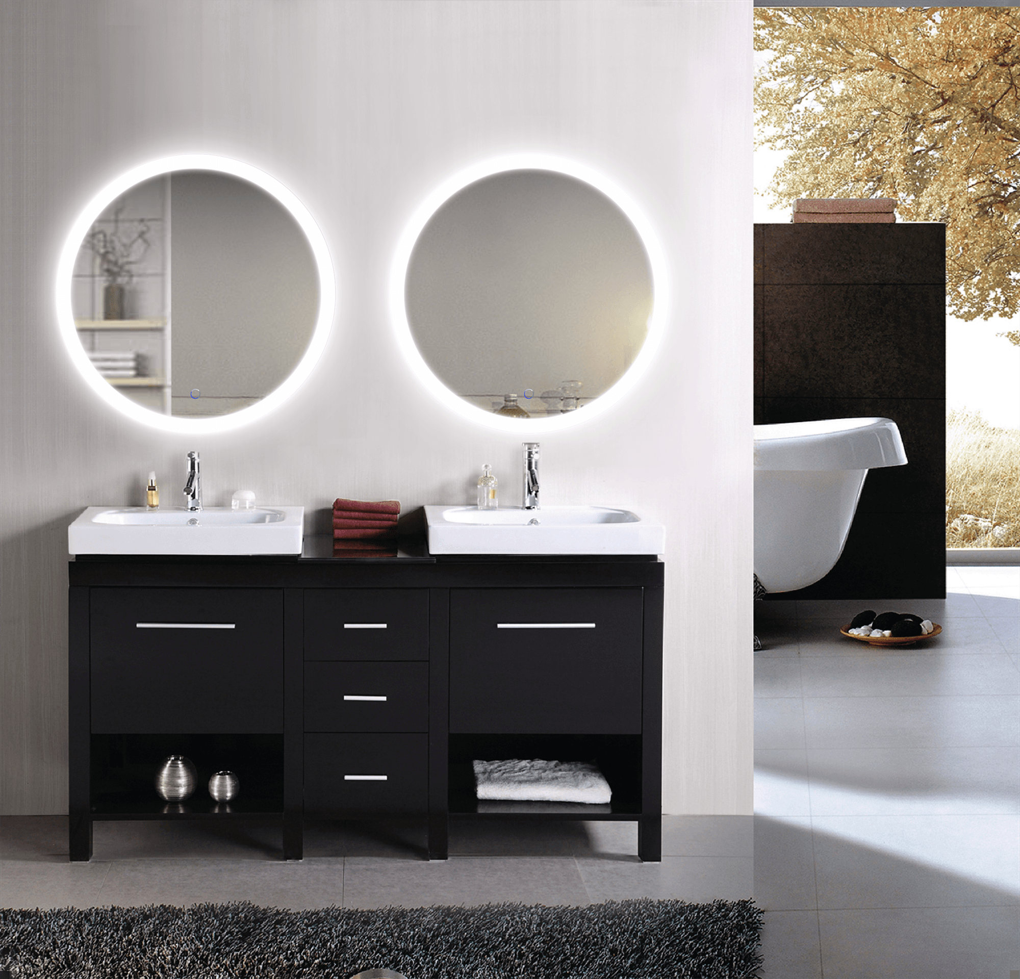 Krugg SOL 30 Inch LED Bathroom Mirror with Dimmable Lights - Perfect for Vanity, Makeup, and Modern Bathroom Decor