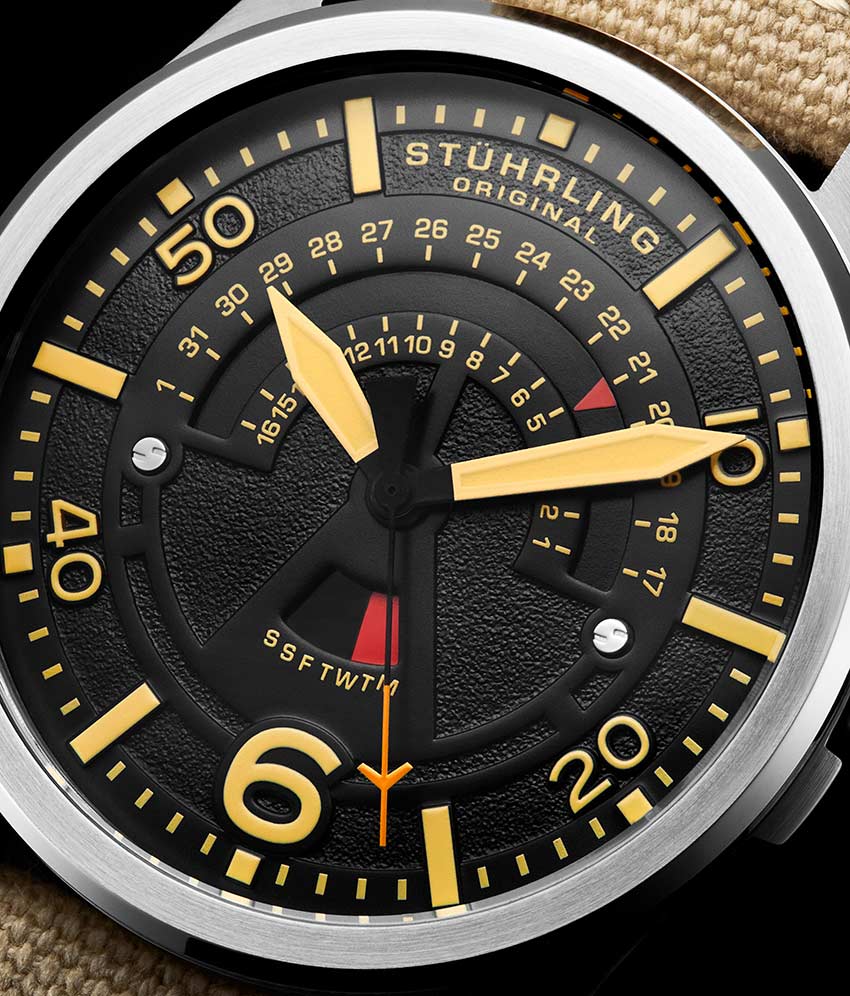 Men's Aviator 452 Quartz 44mm Stainless Steel Watch - Classic Pilot Style for Aviation Enthusiasts & Everyday Wear