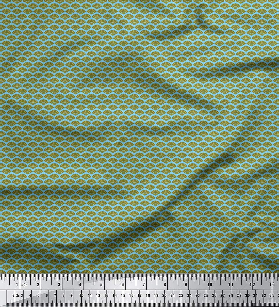 Soimoi Moss Georgette Blue Fabric by The Yard - 42 Inch Wide Seamless Damask Print - Timeless Classic Pattern for Dresses, Curtains & DIY Crafts - Premium Printed Fabric for Sewing Projects