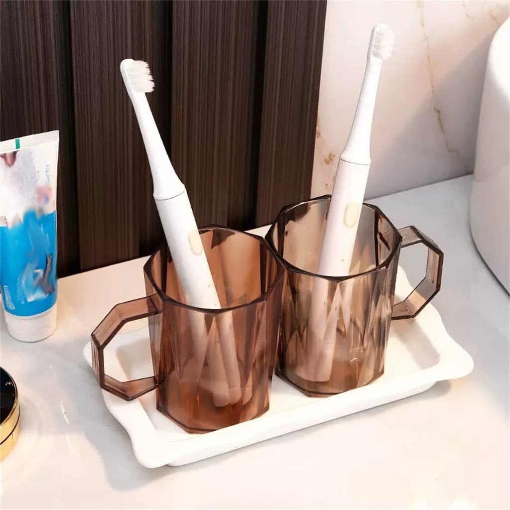 Nordic Style Couple Toothbrush Holder Set - Modern Bathroom Organizer for Toothbrush & Mouthwash Cup - Perfect for Couples, Families, and Travel Use