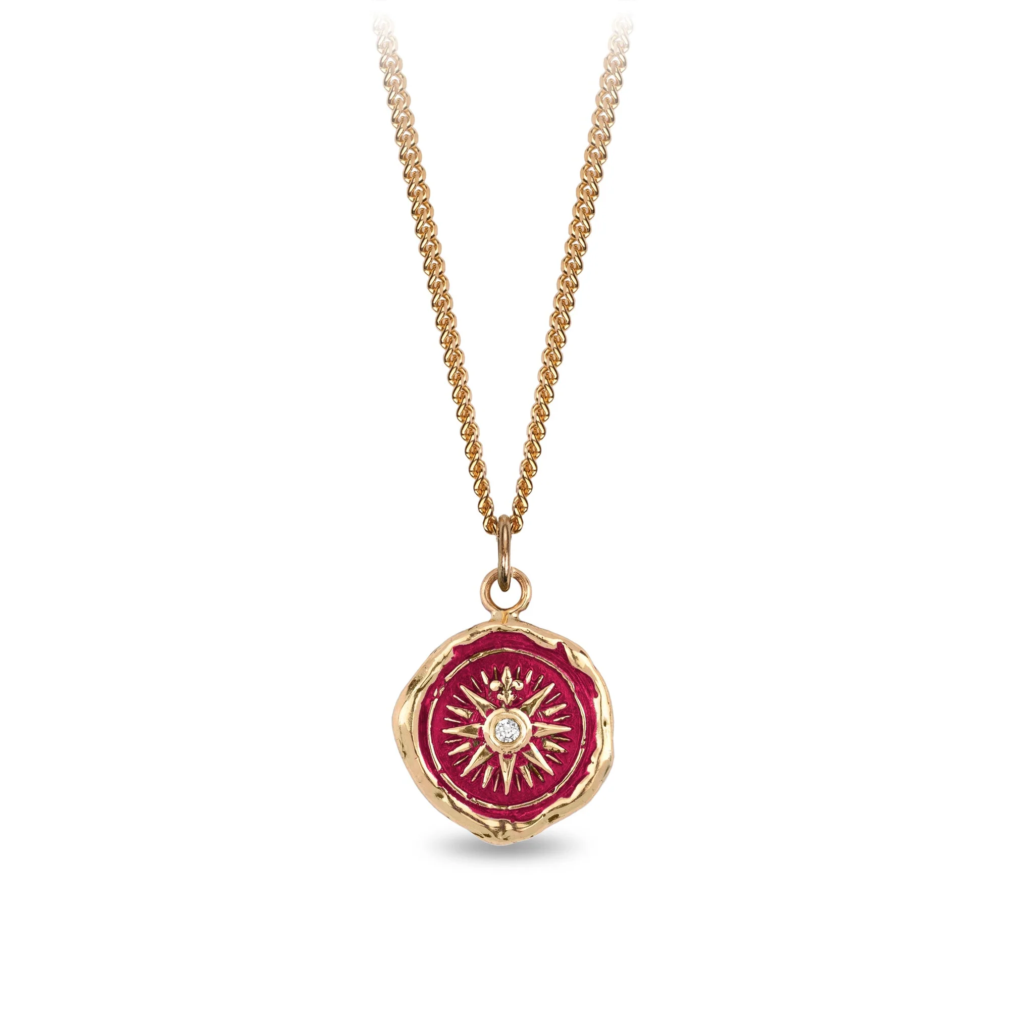 14K Gold Diamond Signature Talisman Pendant Necklace - Elegant Jewelry for Women, Gift for Her, Perfect for Weddings & Special Occasions