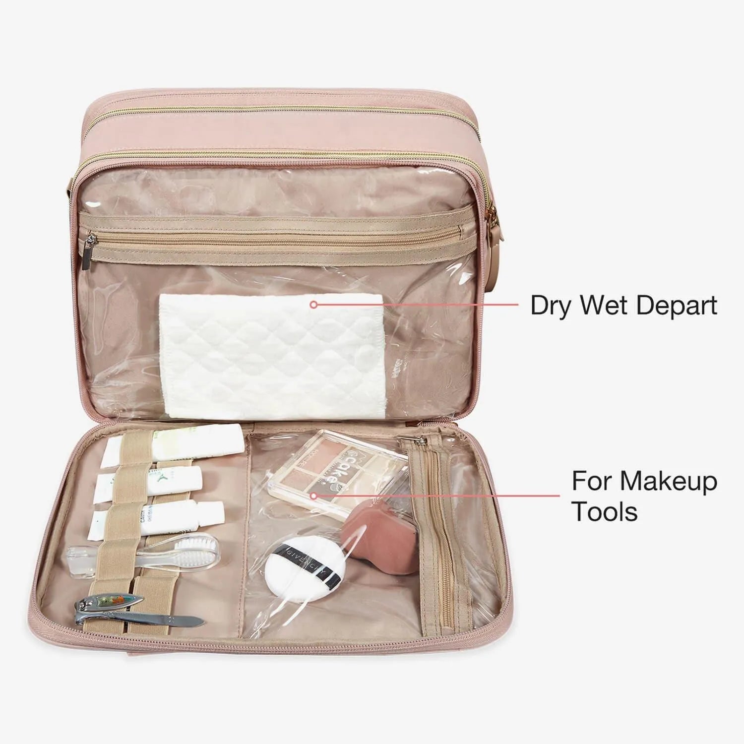 Waterproof Travel Makeup Organizer Bag - Portable Cosmetic Case for Women, Perfect for Airplane Carry-on & Vacation Essentials Storage