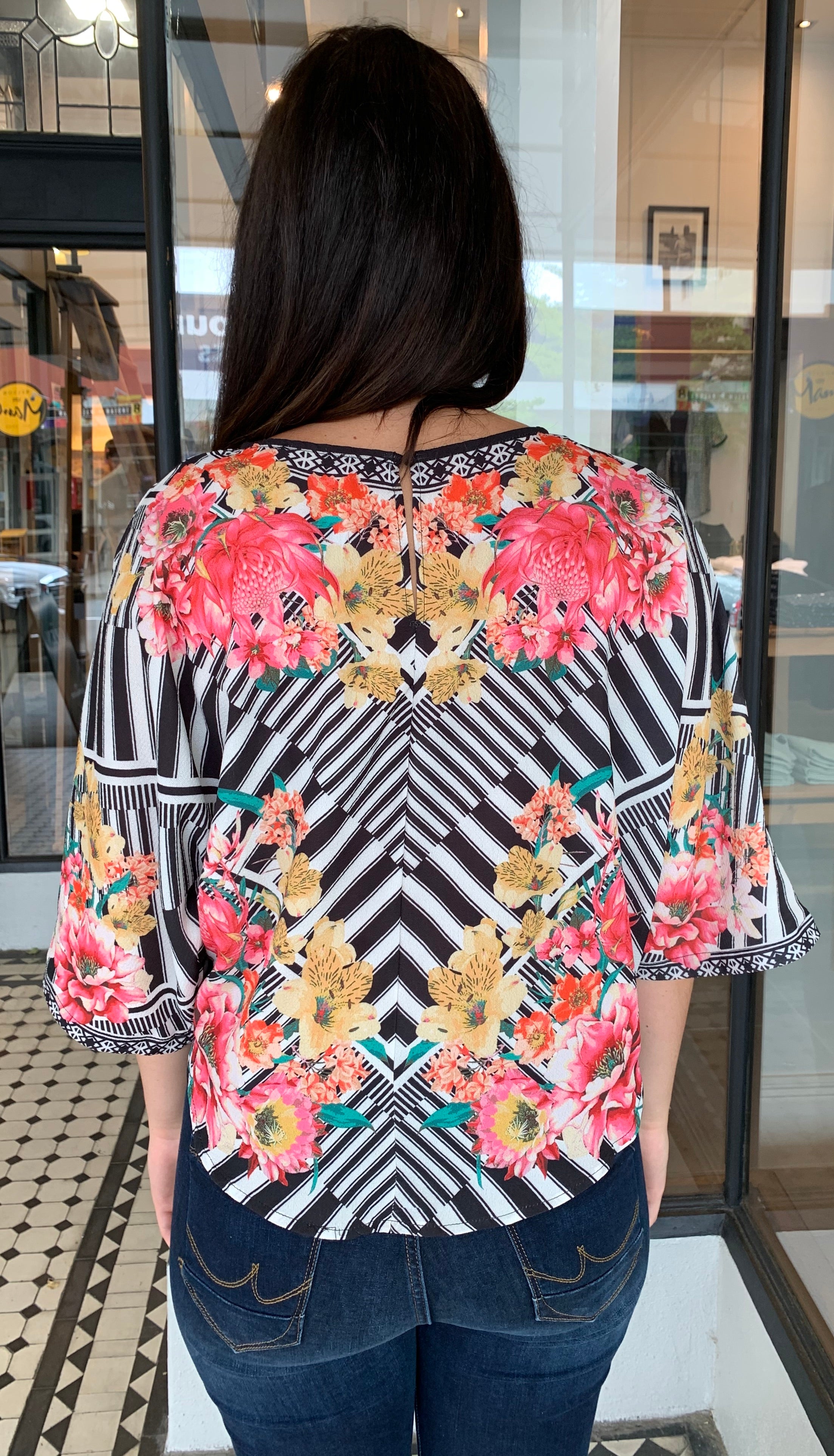 Hola Maria Women's Floral & Geometric Mixed Print Blouse - Stylish Casual & Party Wear for Women