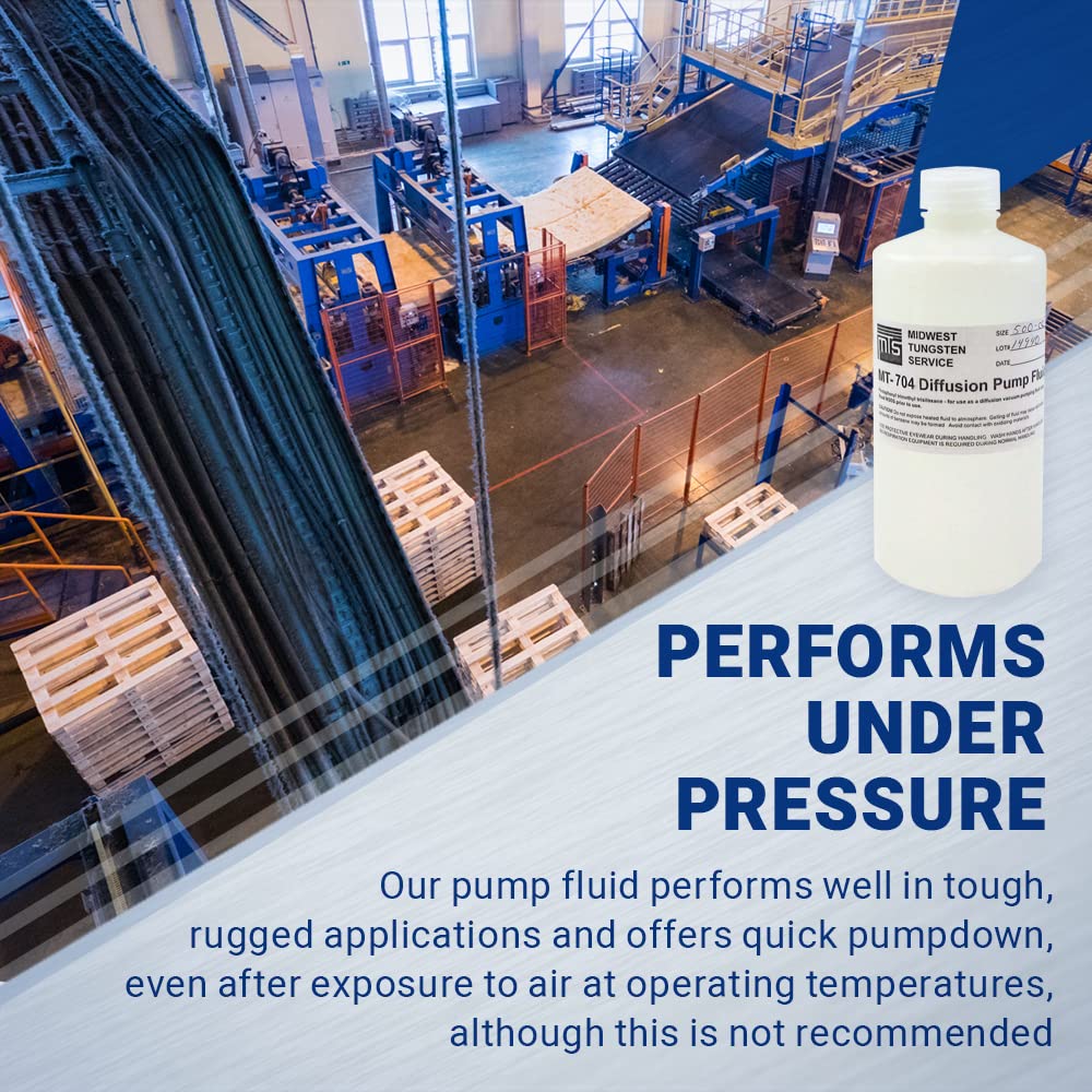Midwest Tungsten High Vacuum Diffusion Pump Oil - 500cc, Hydrolysis & Oxidation Resistant, Dow Corning Equivalent (MT-704) | Free MSDS Sheet | Ideal for Laboratory, Semiconductor & Vacuum System Applications