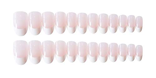 24-Piece French Tip Press On Nails with Glue - Oval Full Cover Fake Nails for Women | Artificial Nails for Daily Wear, Parties & Special Occasions