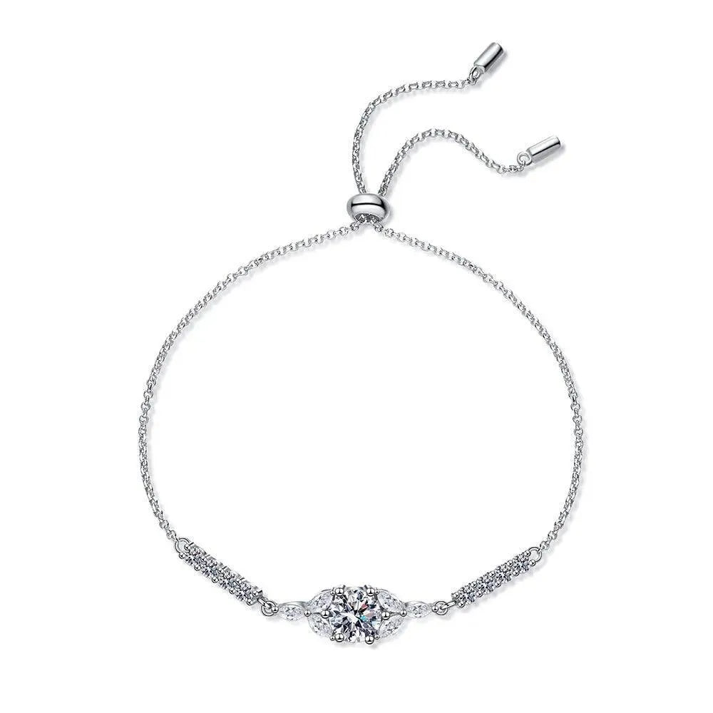 1CT GRA Certified Moissanite Bracelet for Women - 925 Sterling Silver Diamond Link Bracelet, Elegant Fine Jewelry Gift for Her - Perfect for Weddings, Anniversaries & Special Occasions