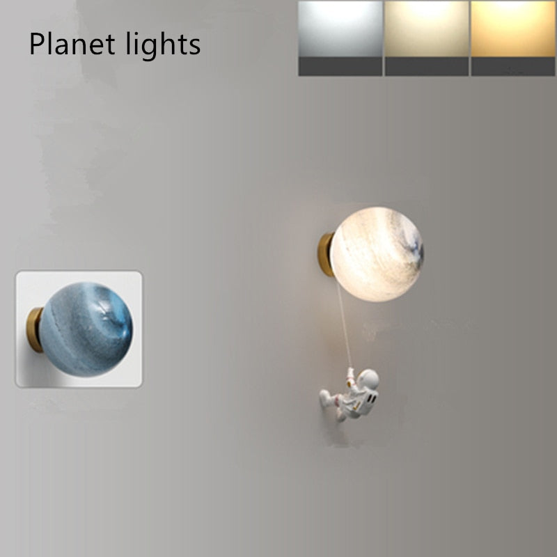NASA Astronaut on Moon Wall Lamp - LED Night Light for Kids Room, Bedroom & Nursery - Space-Themed Decor for Boys & Girls