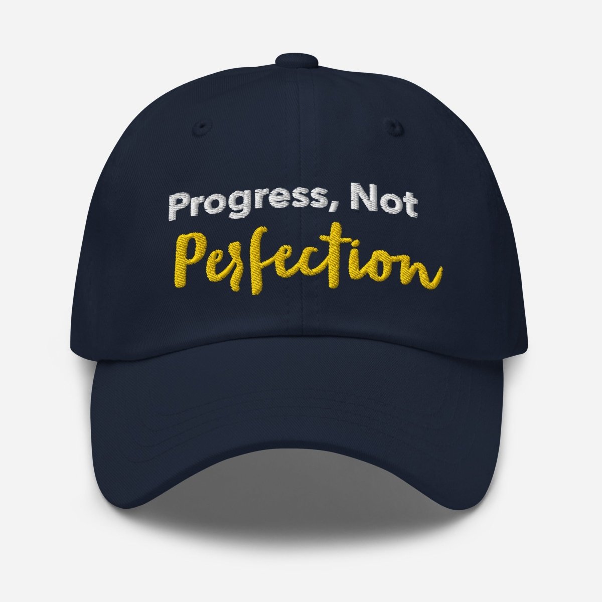 Progress Not Perfection Embroidered Dad Hat - Adjustable Cotton Baseball Cap for Men & Women - Perfect for Outdoor Activities, Sports & Casual Wear
