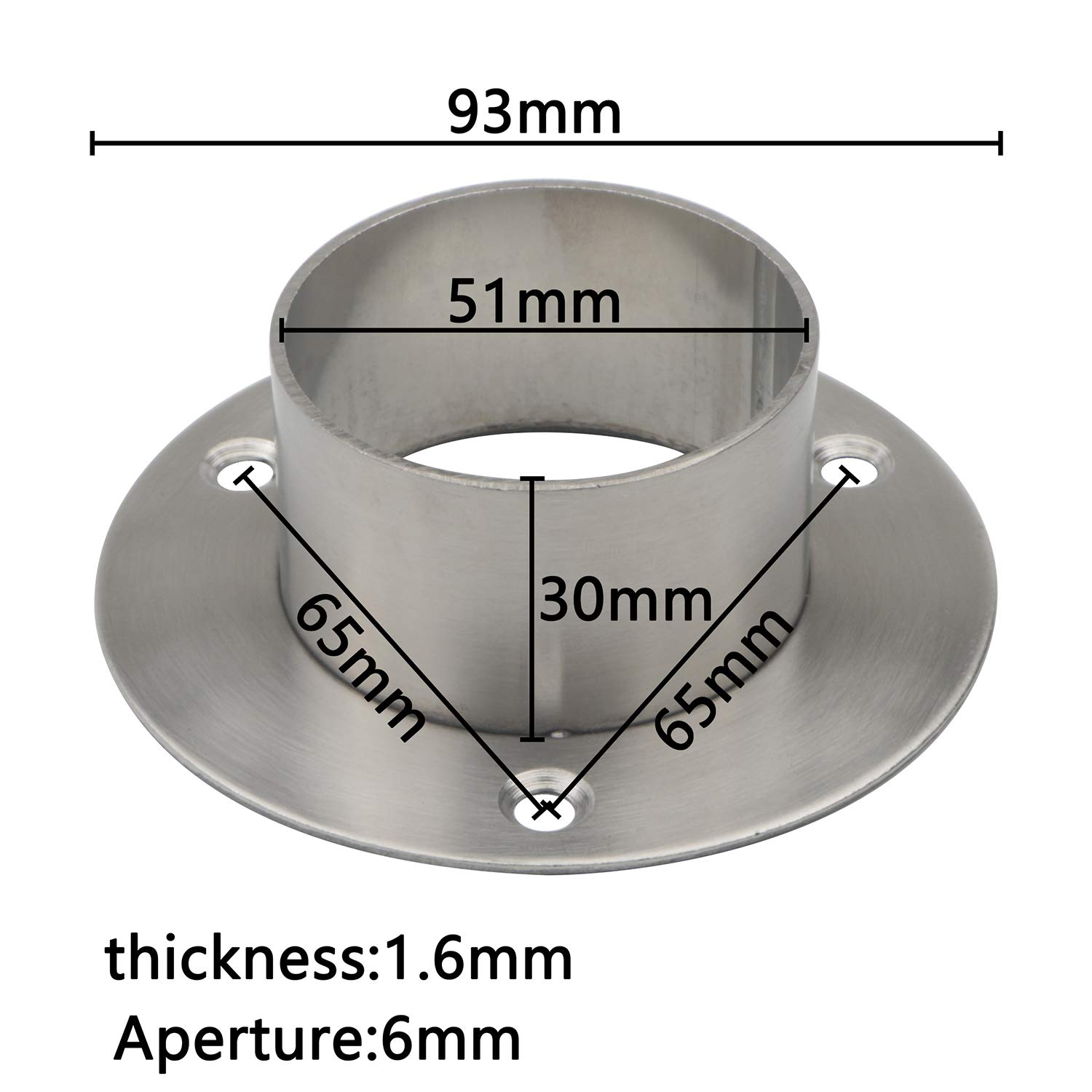 4Pcs Heavy Duty Stainless Steel Closet Rod Flange Holder - 2 Inch (51mm) Inner Diameter Pipe Mounting Bracket - Perfect for Wardrobe, Closet Organization & DIY Home Storage Solutions