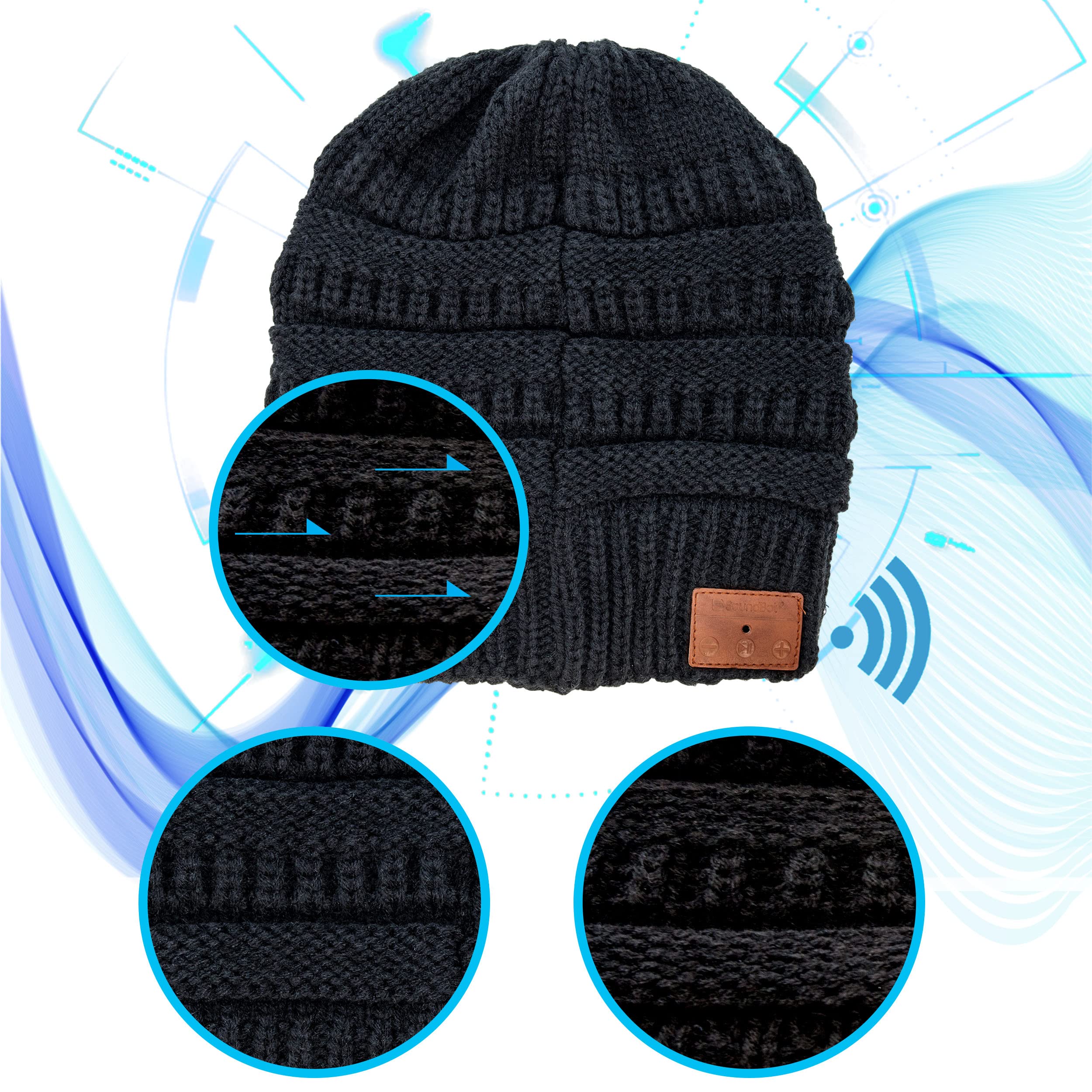 Soundbot Bluetooth Wireless Knit Beanie Headset with Built-in Mic - 5Hr Playtime & 7Hr Talk Time for Hands-Free Calling & Music | Perfect for Winter Sports, Commuting & Outdoor Activities