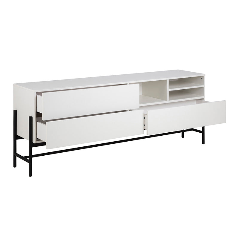 Modern MOGEN Sideboard Buffet Cabinet 185cm - White & Black Finish for Dining Room Storage & Living Room Organization