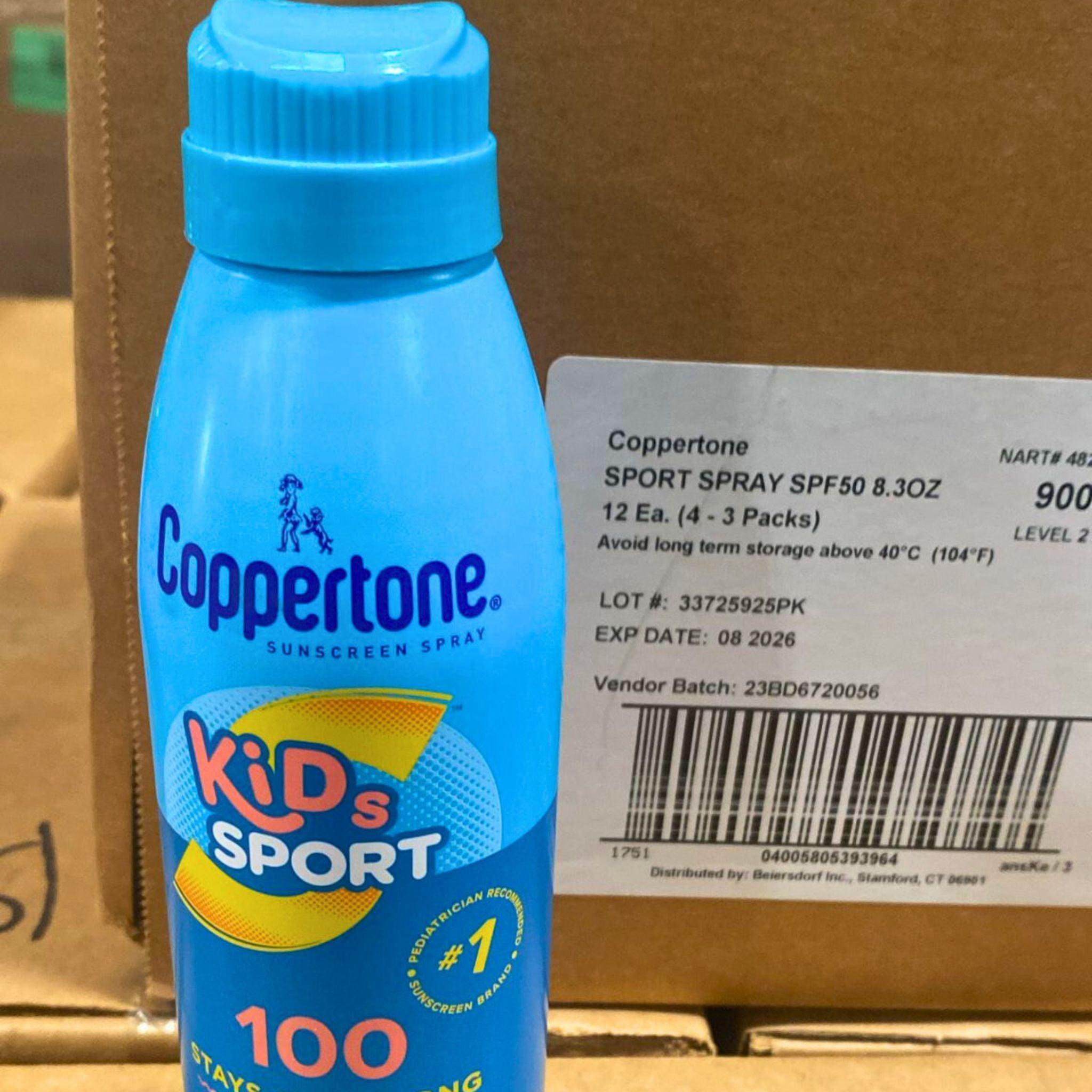 Coppertone Kids Sport SPF 100 Sunscreen Spray 5.5 oz (95-Pack Bulk) - Water-Resistant Sun Protection for Outdoor Activities, Swimming, and Beach Days