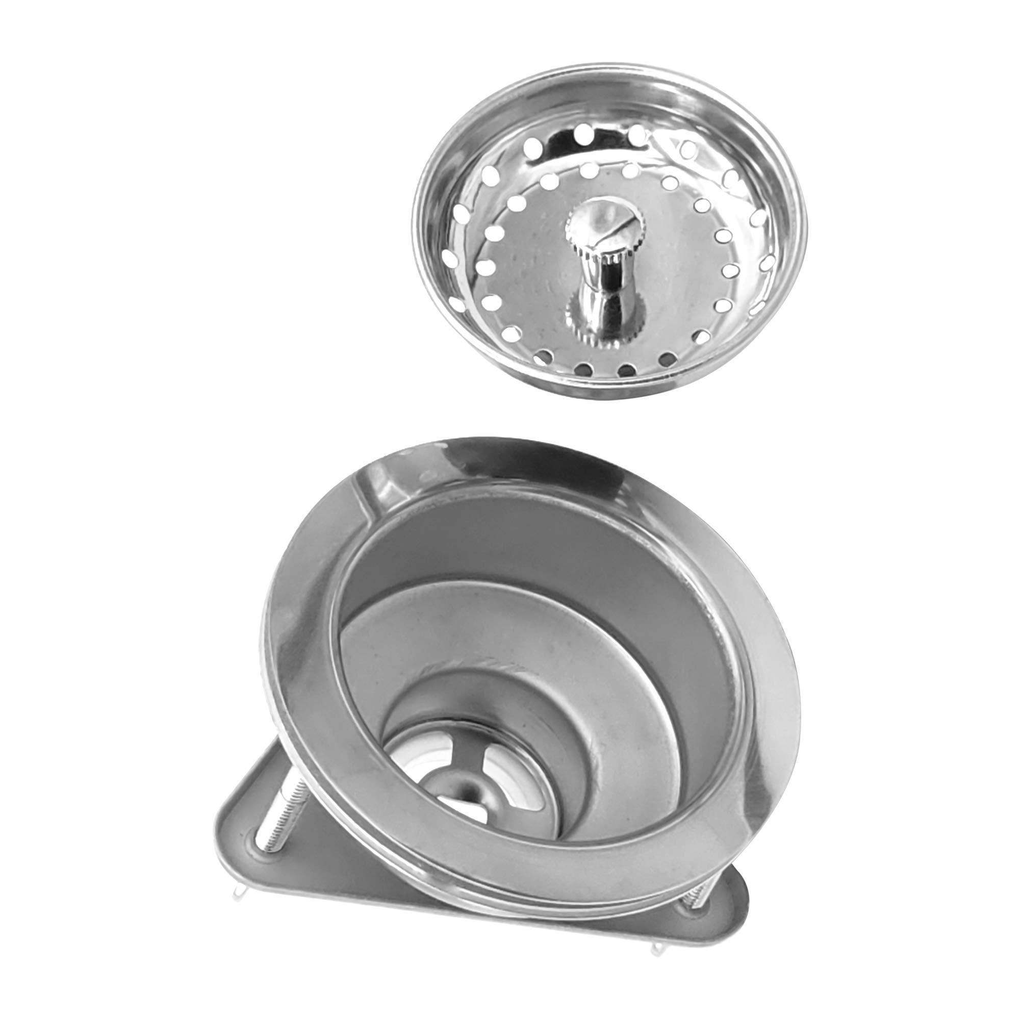3-Bolt Kitchen Strainer - 4 Inch Stainless Steel Sink Drain Basket with Removable Strainer & Triangular Base - Fits Garbage Disposal - Polished Chrome Finish (3-1/2 Inch) - Perfect for Kitchen Sink, Dishwashing & Food Prep Drainage