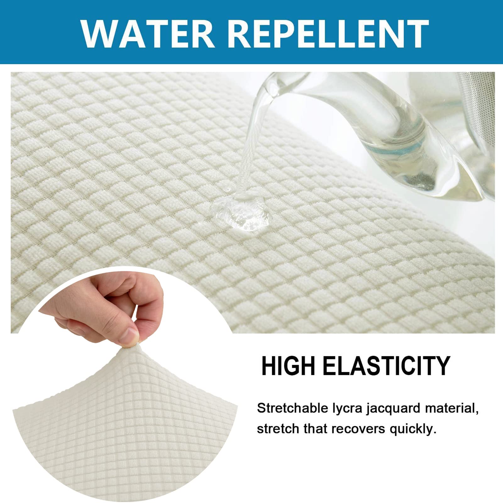 Waterproof Stretch Futon Cover Armless Sofa Slipcover - Elastic Bottom, Machine Washable Couch Protector for Kids & Pets (Cream White) - Perfect for Playrooms, Dorms & Small Apartments