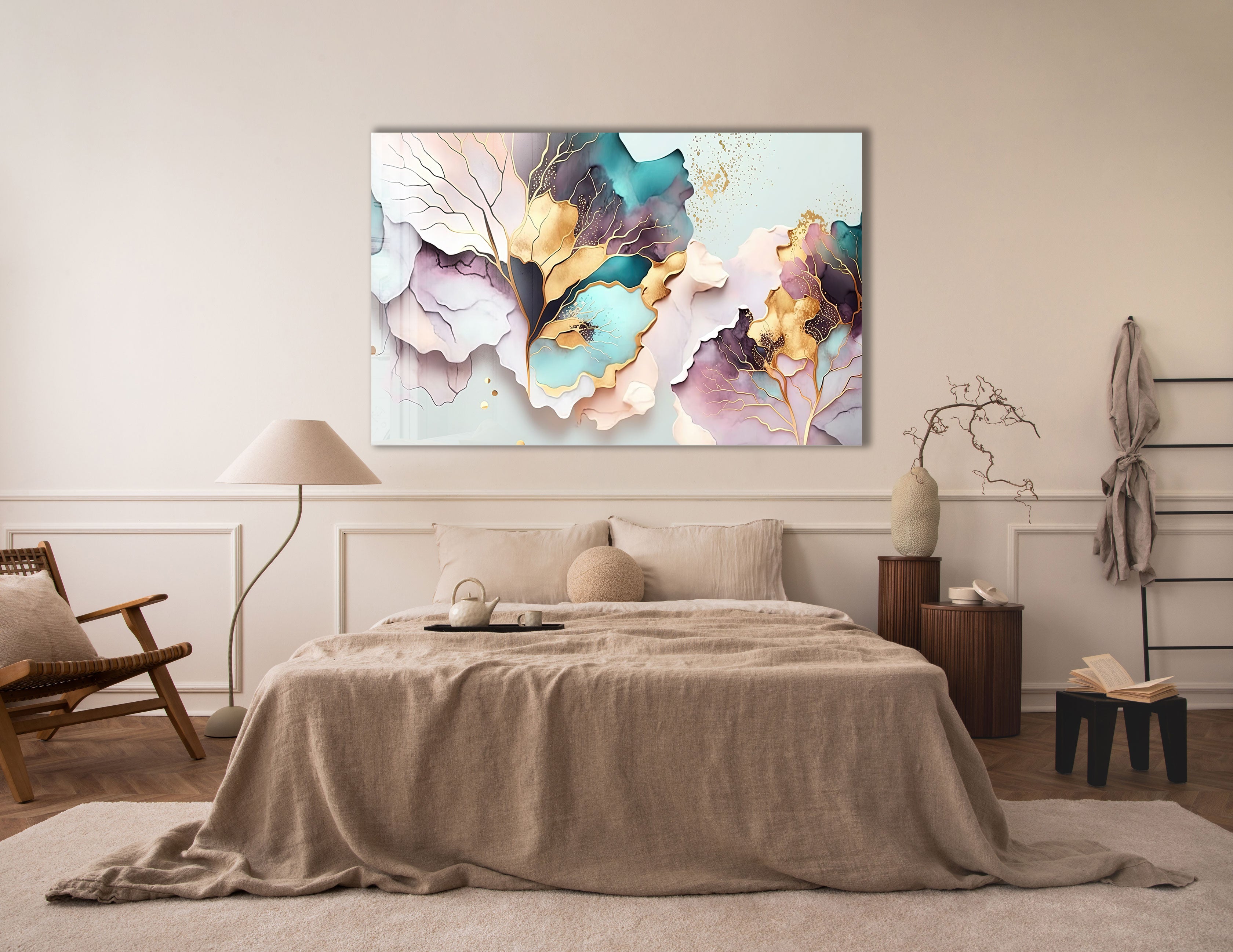 Pink Leaves Abstract Wall Art - Modern Botanical Print for Home & Office Decor - Perfect for Living Room, Bedroom, or Workspace