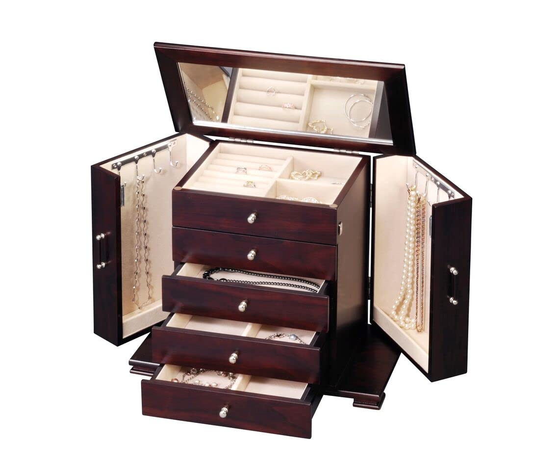 Modern Jewelry Box for Women - Elegant Wooden Ring & Necklace Organizer - Perfect for Home, Travel & Gift Giving