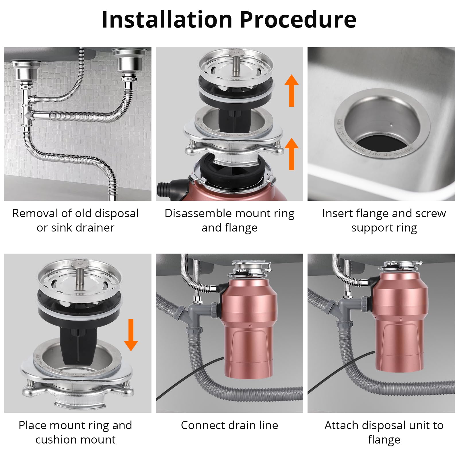 GARVEE 3/4HP Garbage Disposal - 560W Continuous Feed Food Waste Disposer with 14 Inch Cord, 0.75HP 4200r/Min Grinding System for Kitchen Sinks (Includes Air Switch) - Perfect for Home, Restaurant & Commercial Use