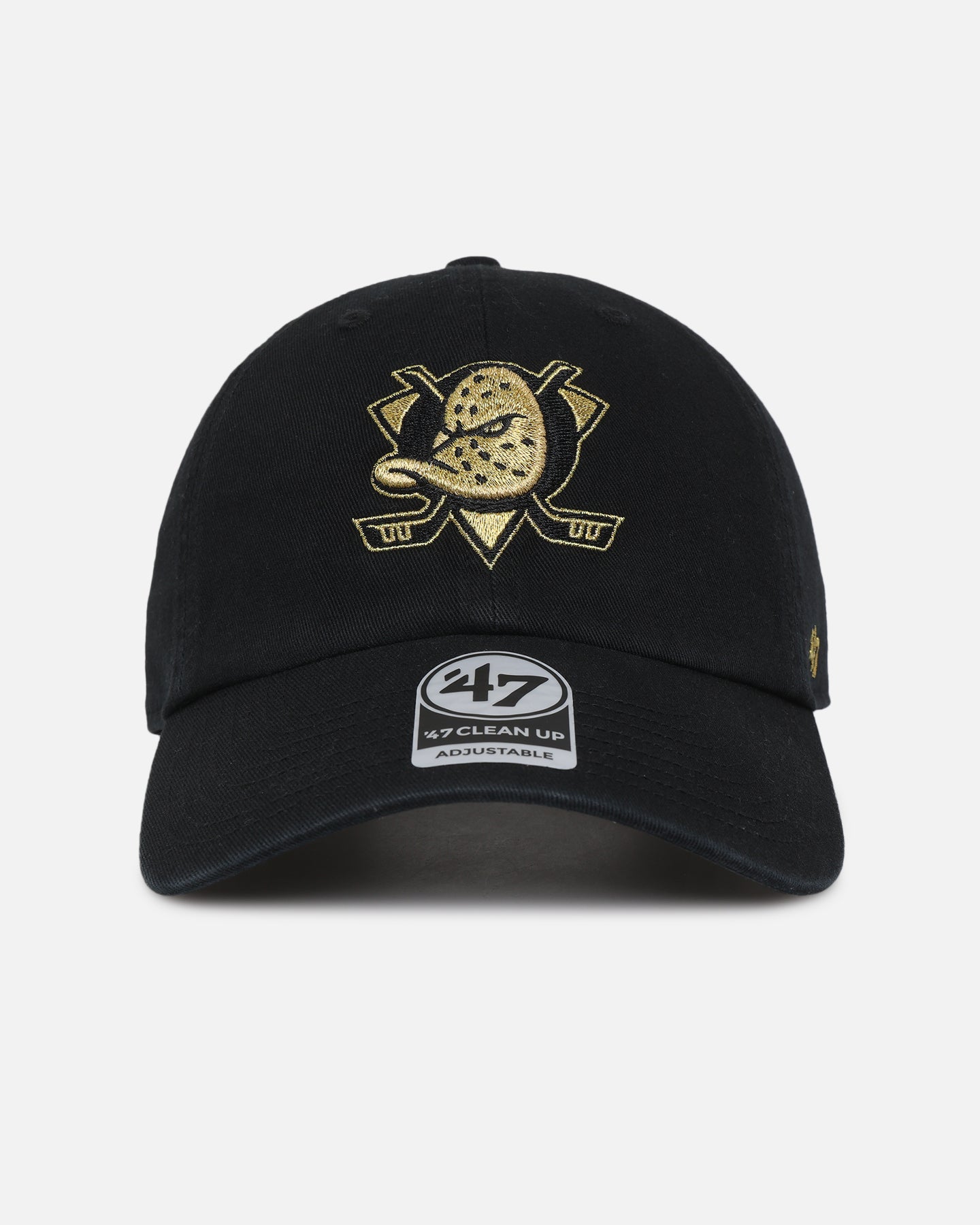 47 Brand Anaheim Ducks 'Metallic' 47 Clean Up Strapback Cap - Black/Gold Adjustable Snapback Hat for Men & Women - Perfect for Hockey Games, Sports Events & Casual Wear