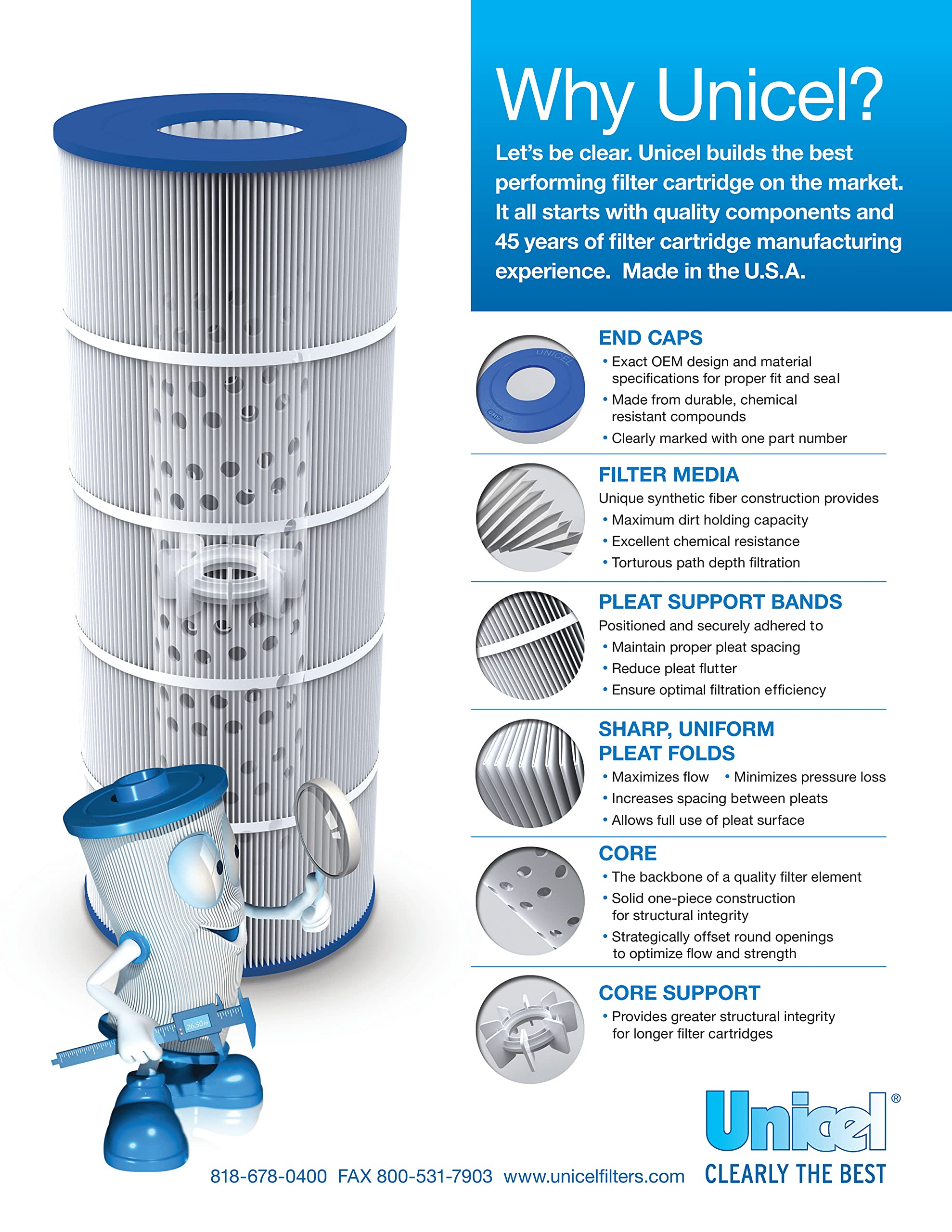 Unicel C-7488 106 Sq Ft Pool Filter Cartridge Replacement - 176 Pleats, Compatible with Hayward Pool Filters (4 Pack) - Perfect for Inground & Above Ground Swimming Pools, Spas, and Hot Tubs