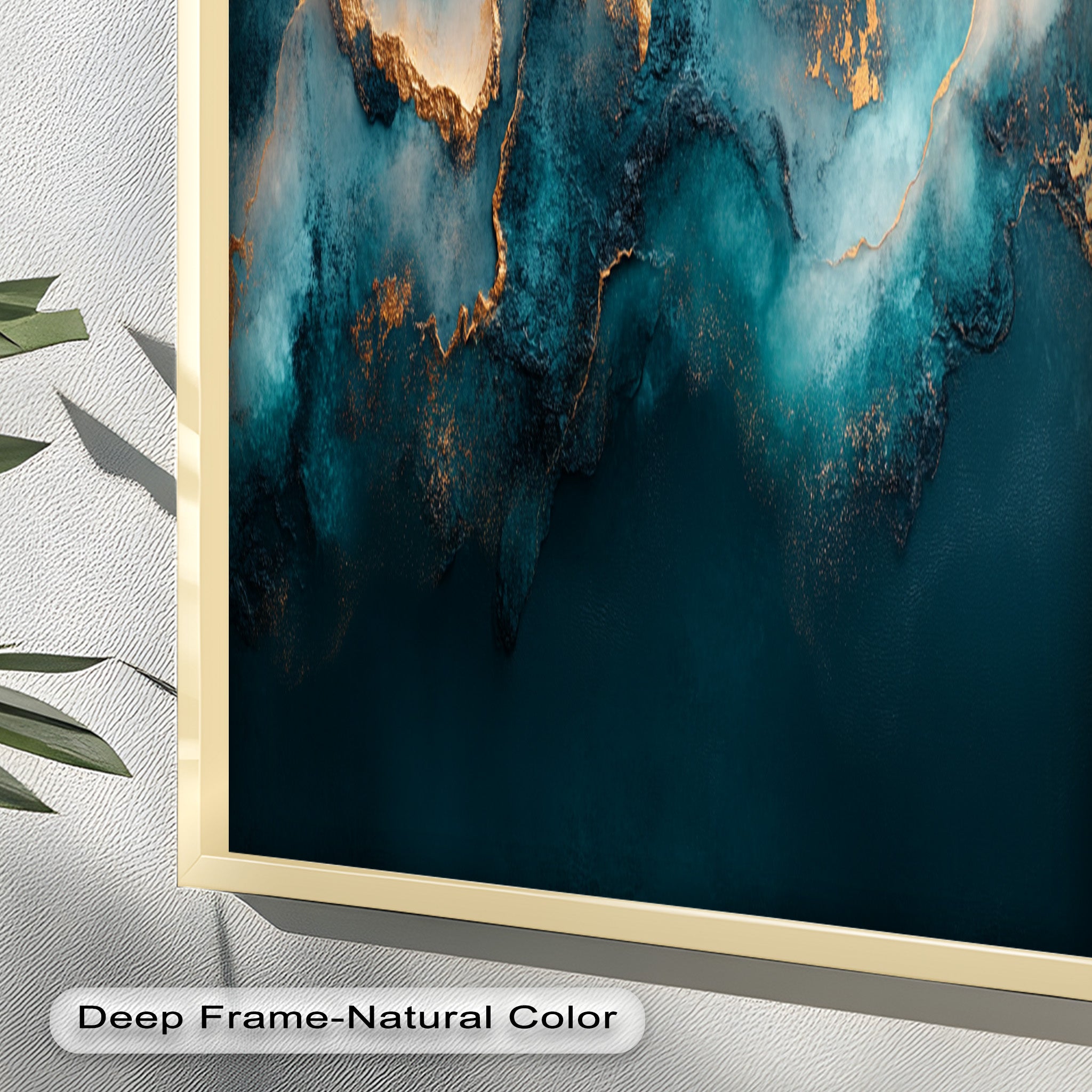 Abstract Blue and Gold Swirls Oil Painting - Modern Luxury Wall Art for Living Room, Bedroom & Office Decor