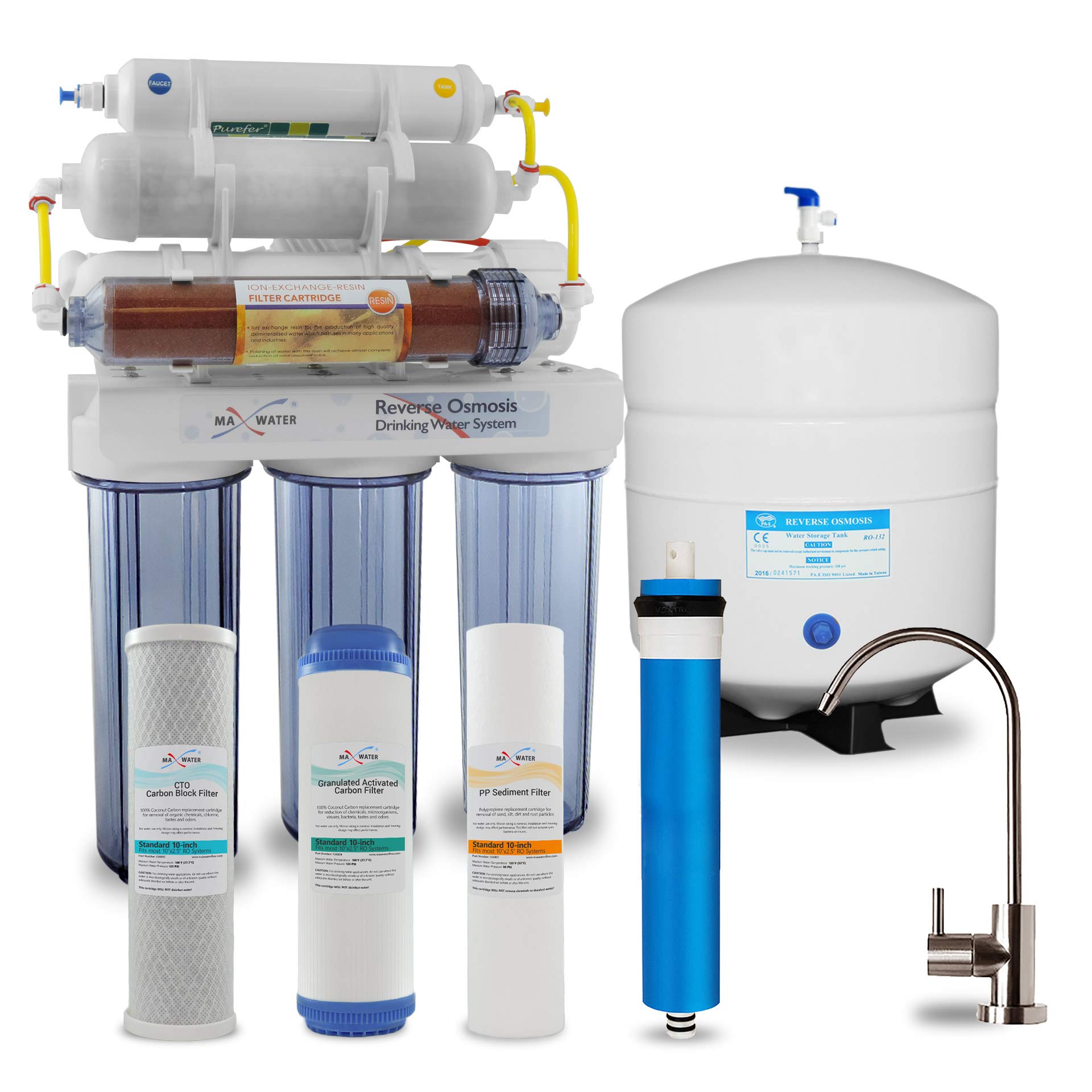 11-Stage Reverse Osmosis Water Filtration System Under Sink - 50 GPD RO Water Purifier with Alkaline Filter & BN M Faucet | Home Drinking Water Solution for Clean, Safe & pH Balanced Water | Perfect for Kitchen, Office, RV & Emergency Preparedness