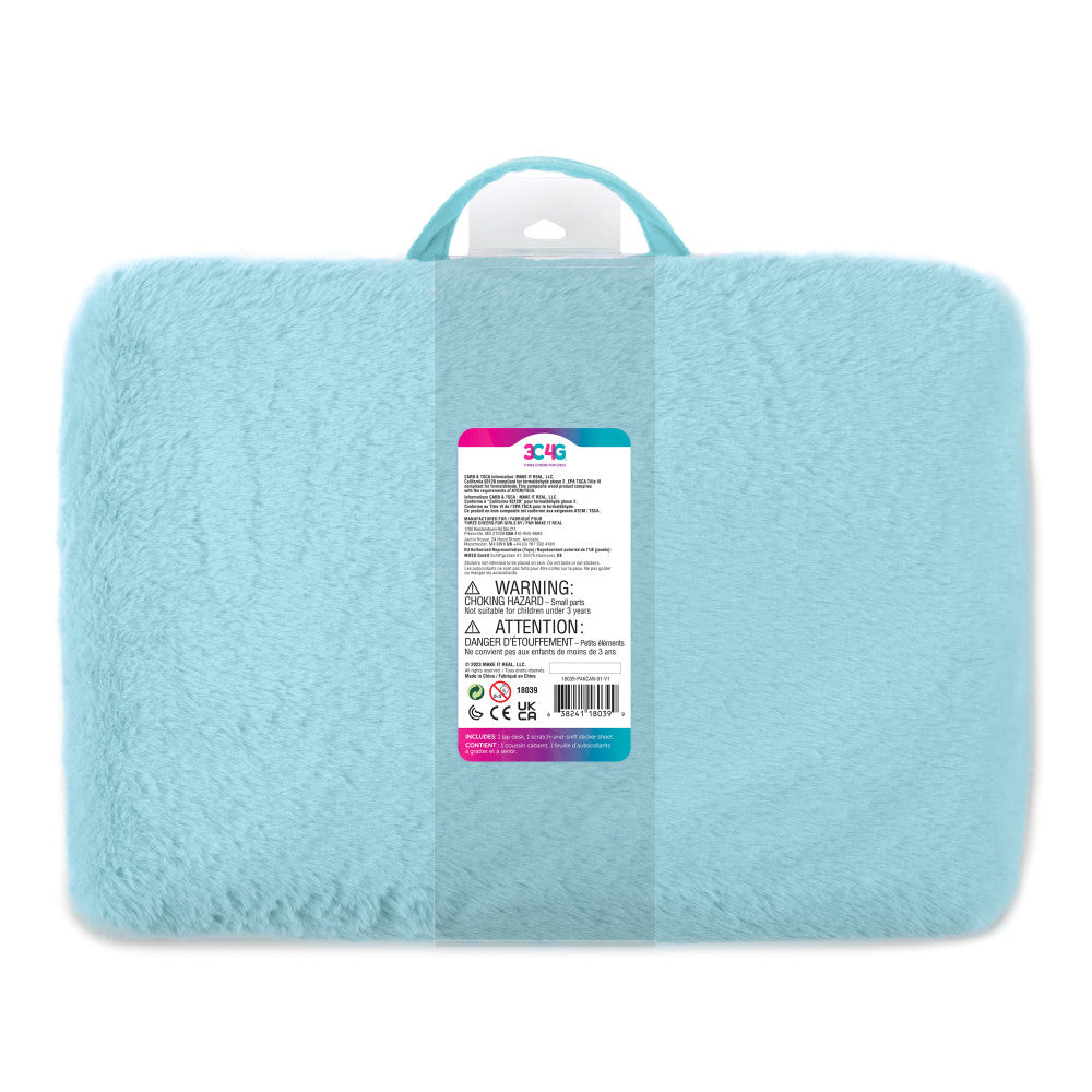3C4G Life Is Sweet Portable Pillow Lap Desk with Sticker Set for Kids - Lightweight Study & Play Tray for Bed, Sofa, Floor - Perfect for Homeschooling, Drawing, Snacking & Tablet Use