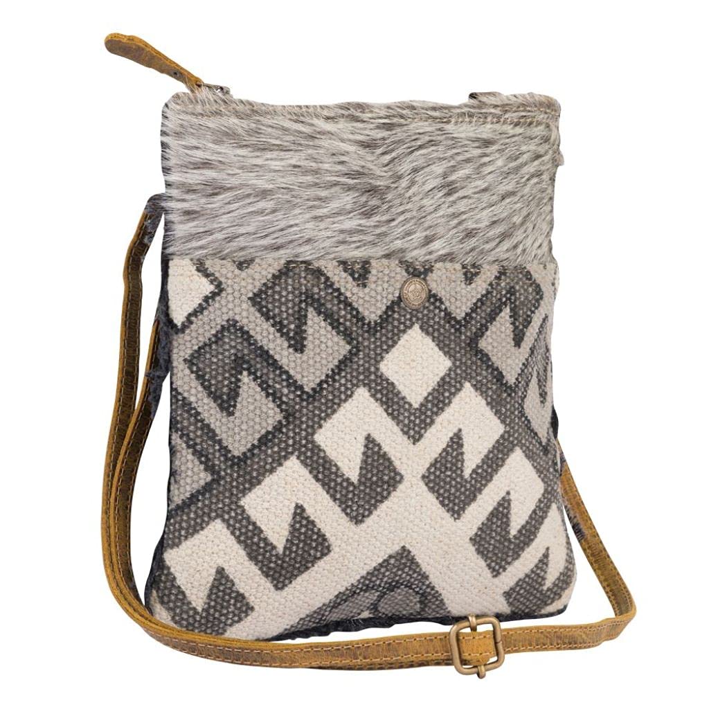 Myra Crisscross Crossbody Bag - Upcycled Leather & Canvas for Travel & Daily Use