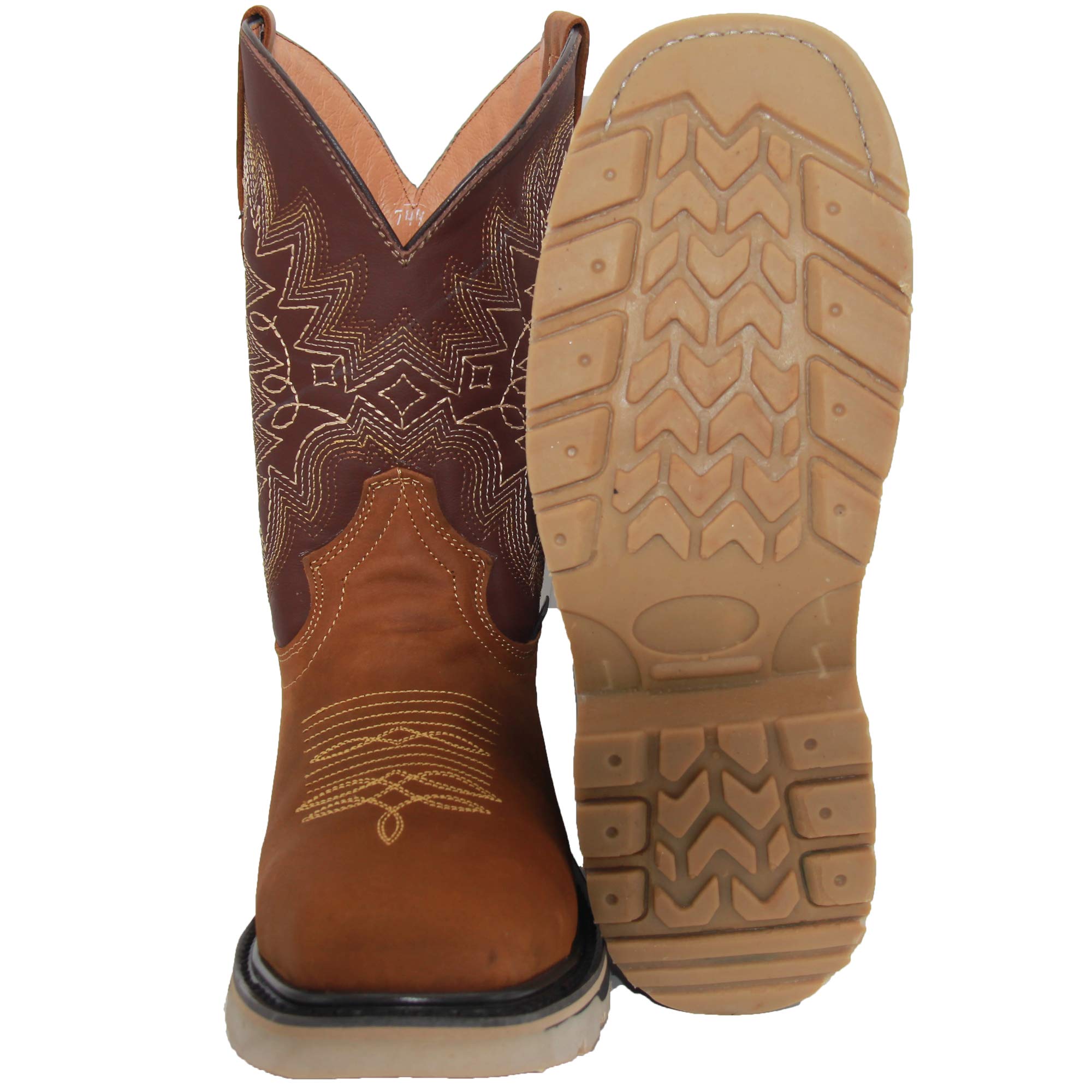 Men's Leather Square Toe Steel Toe Western Work Boots - Durable Safety Shoes for Construction, Ranch & Outdoor Work