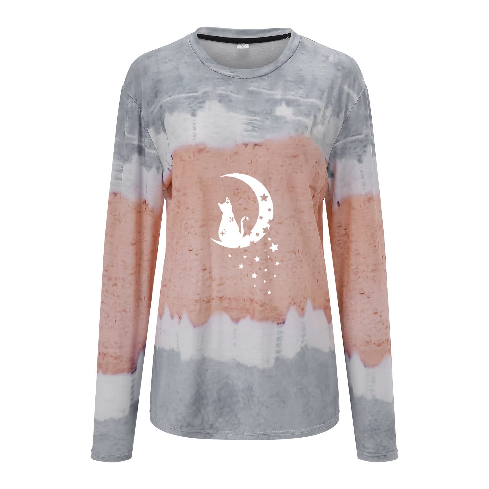 Trendy Tie Dye Long Sleeve Crew Neck T-Shirt for Women - Casual Printed Top in Sizes S-2XL | Perfect for Outings, Parties & Everyday Wear