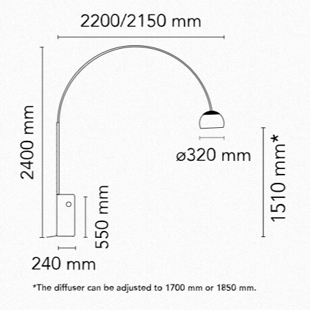 Flos Arco Floor Lamp - Modern Italian Design Adjustable Arch Floor Light for Living Room, Bedroom & Office Decor
