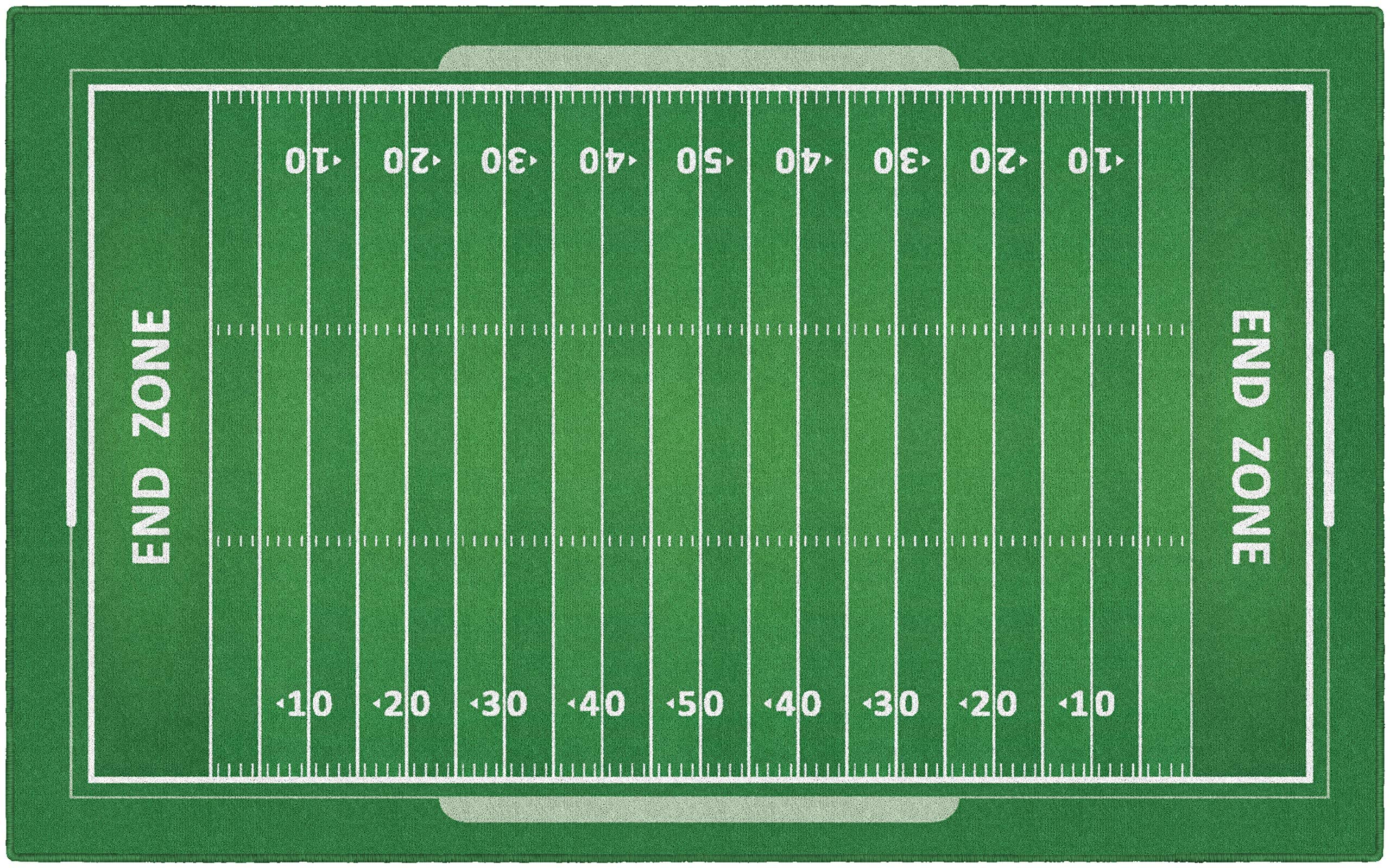 Brumlow MILLS Washable Football Field Print Rug 5' x 8' - Indoor Outdoor Sports Carpet for Living Room, Playroom, Bedroom, Patio & Entryway - Perfect for Game Day Decor, Kids Play Area & Sports Fan Gifts